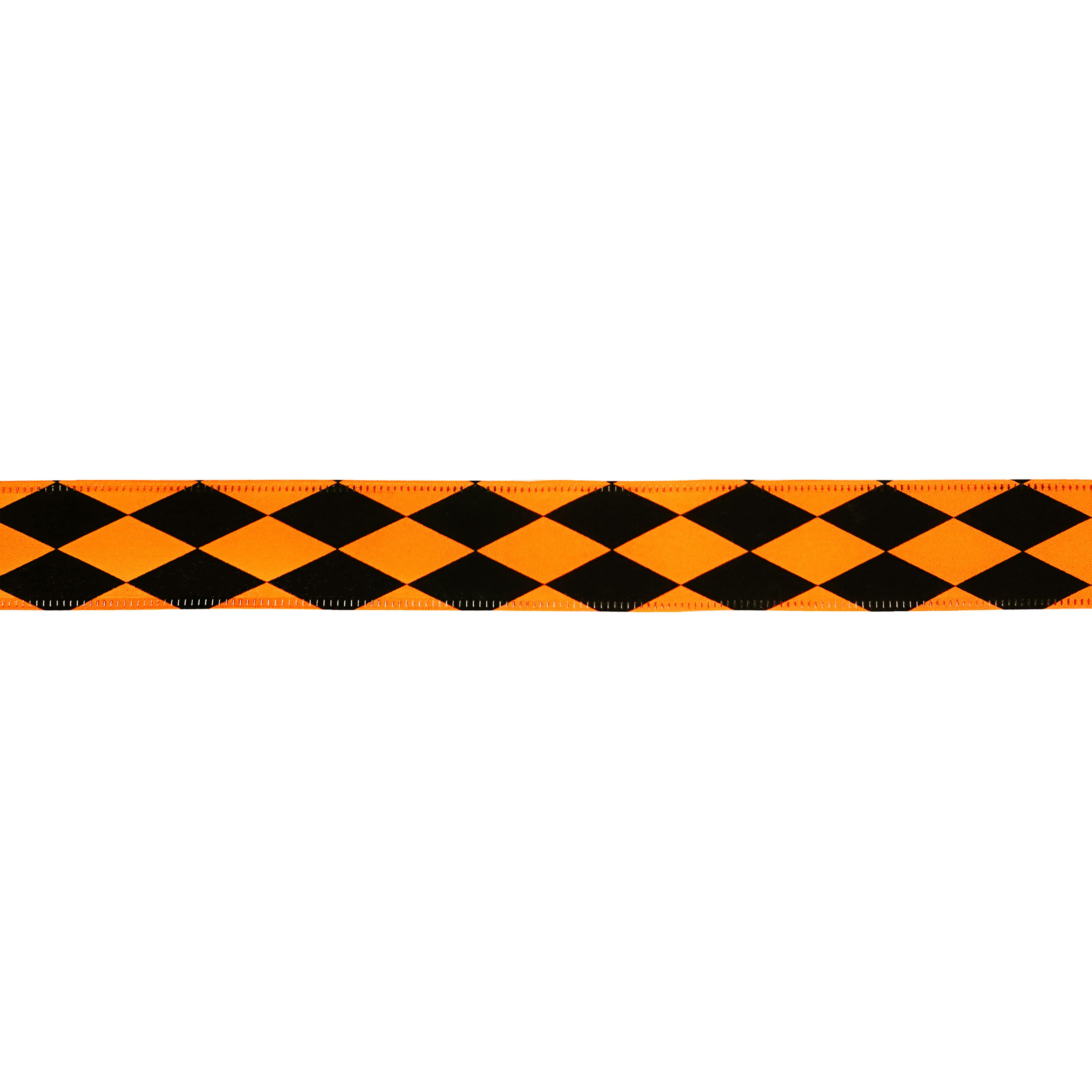 1.5" x 10yd. Black & Orange Diamond Wired Pongee Ribbon by Celebrate It®