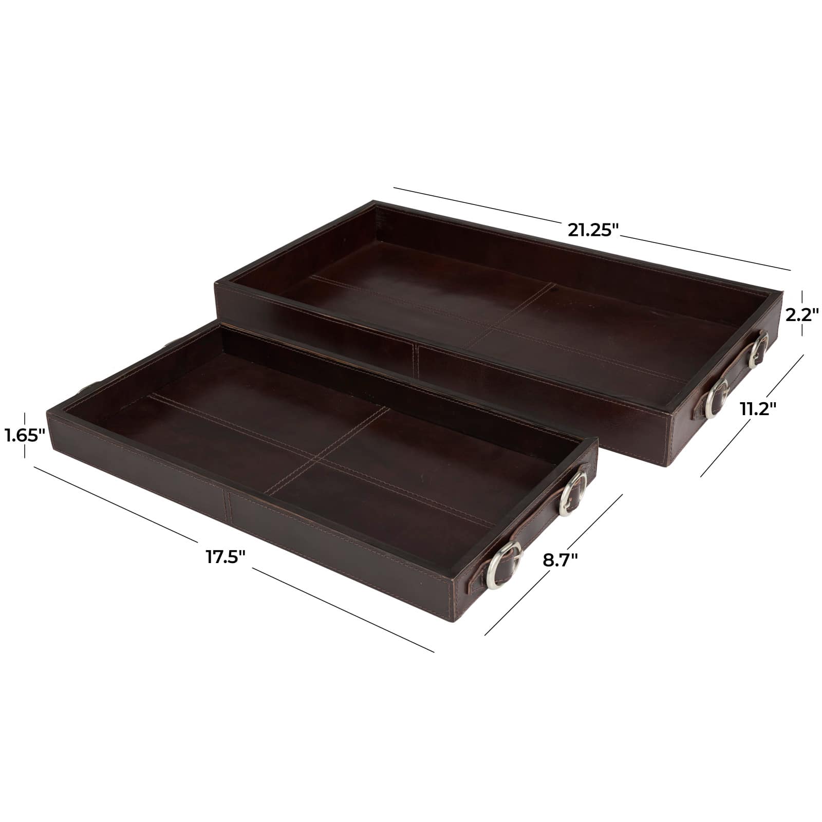 Leather Nesting Tray with Buckle Handles Décor Set