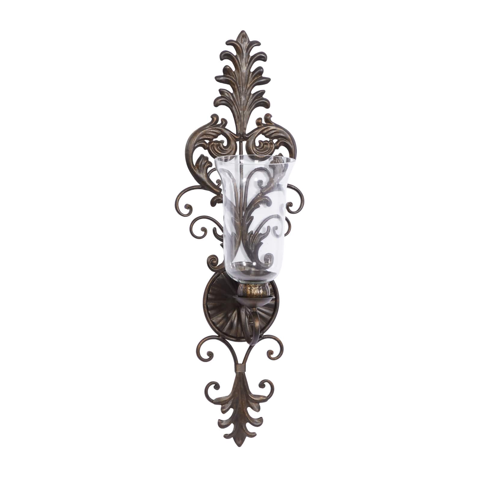 31" Gold Glass Rustic Candle Wall Sconce