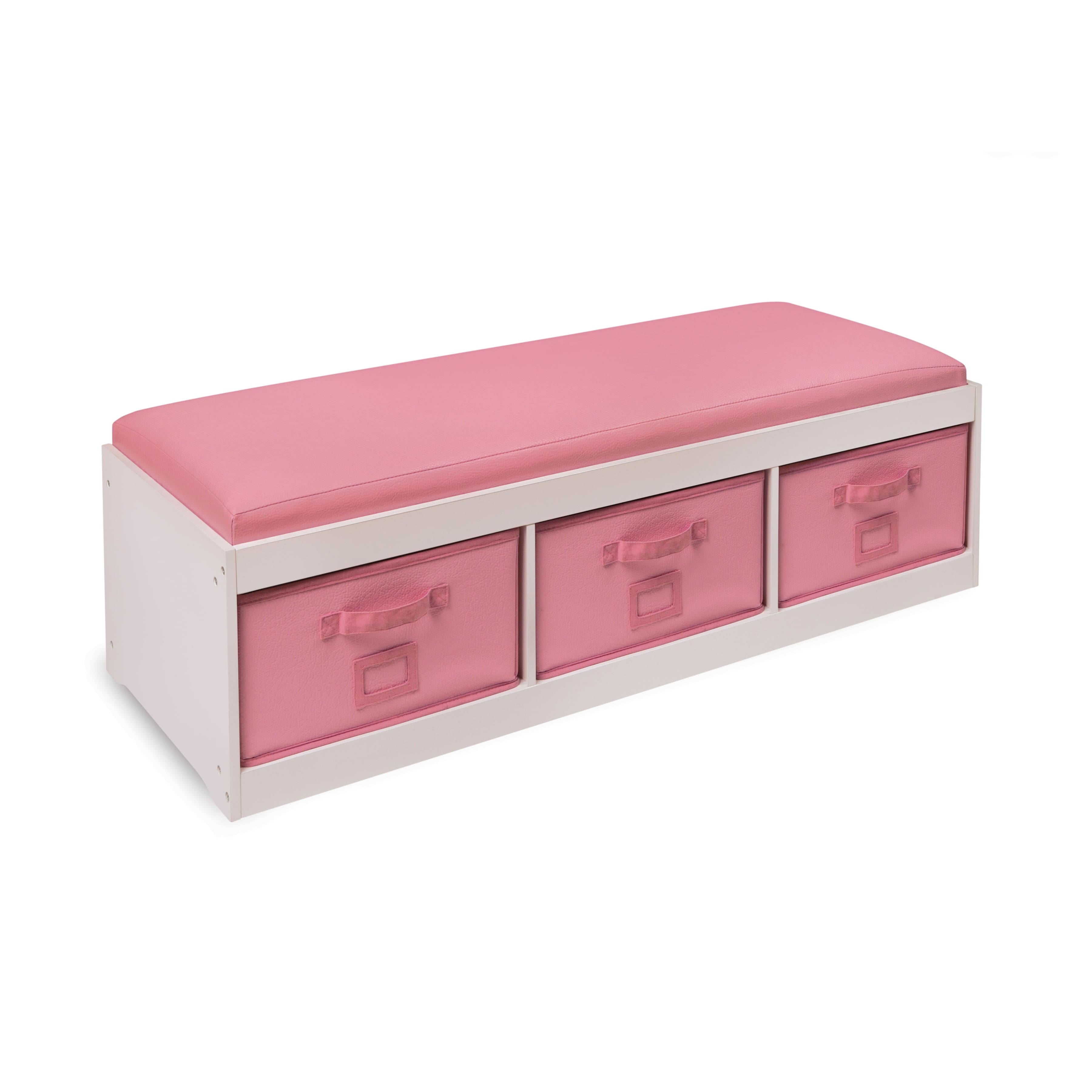 Badger Basket Kid's Cushioned Storage Bench With Three Bins