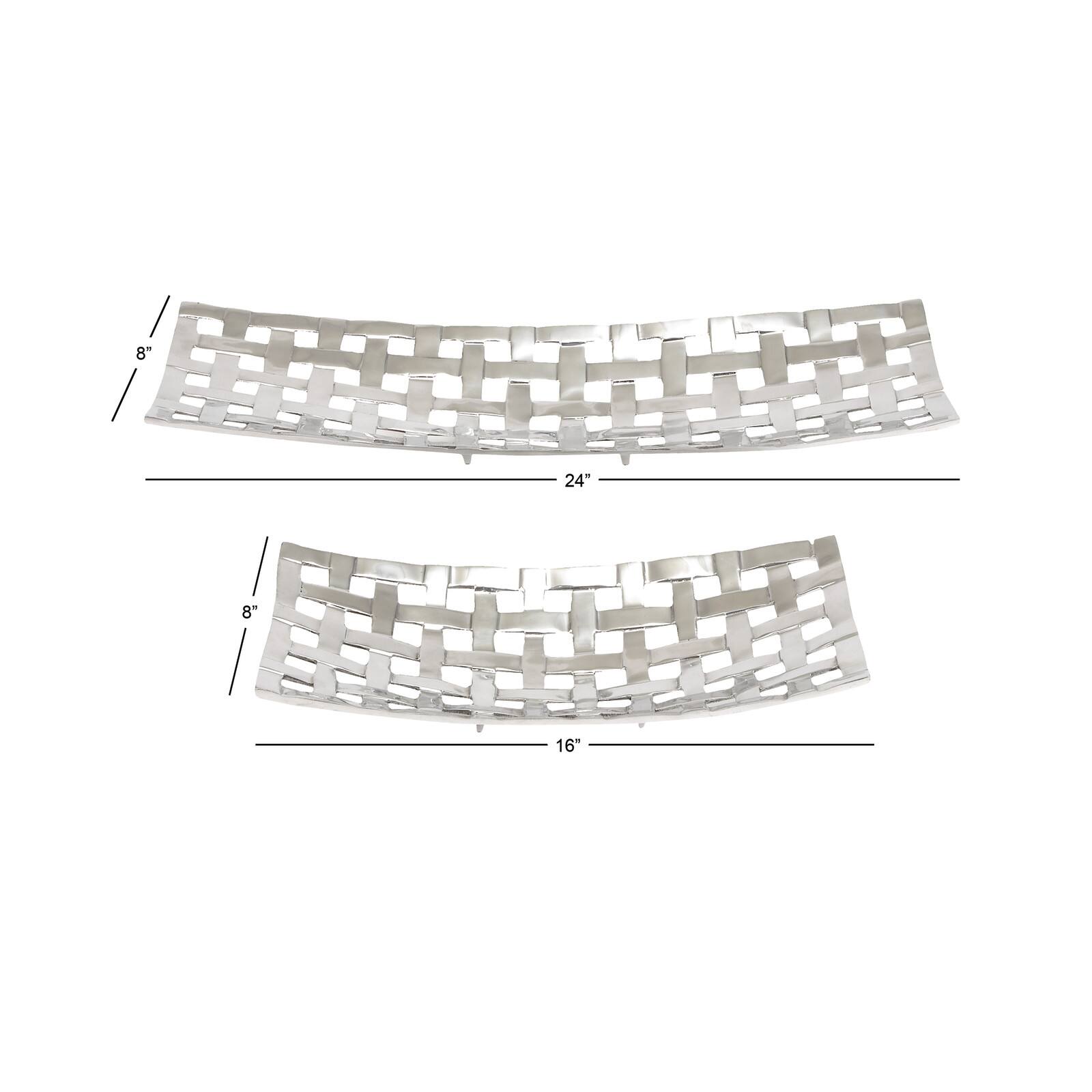 Silver Aluminum Contemporary Tray Set