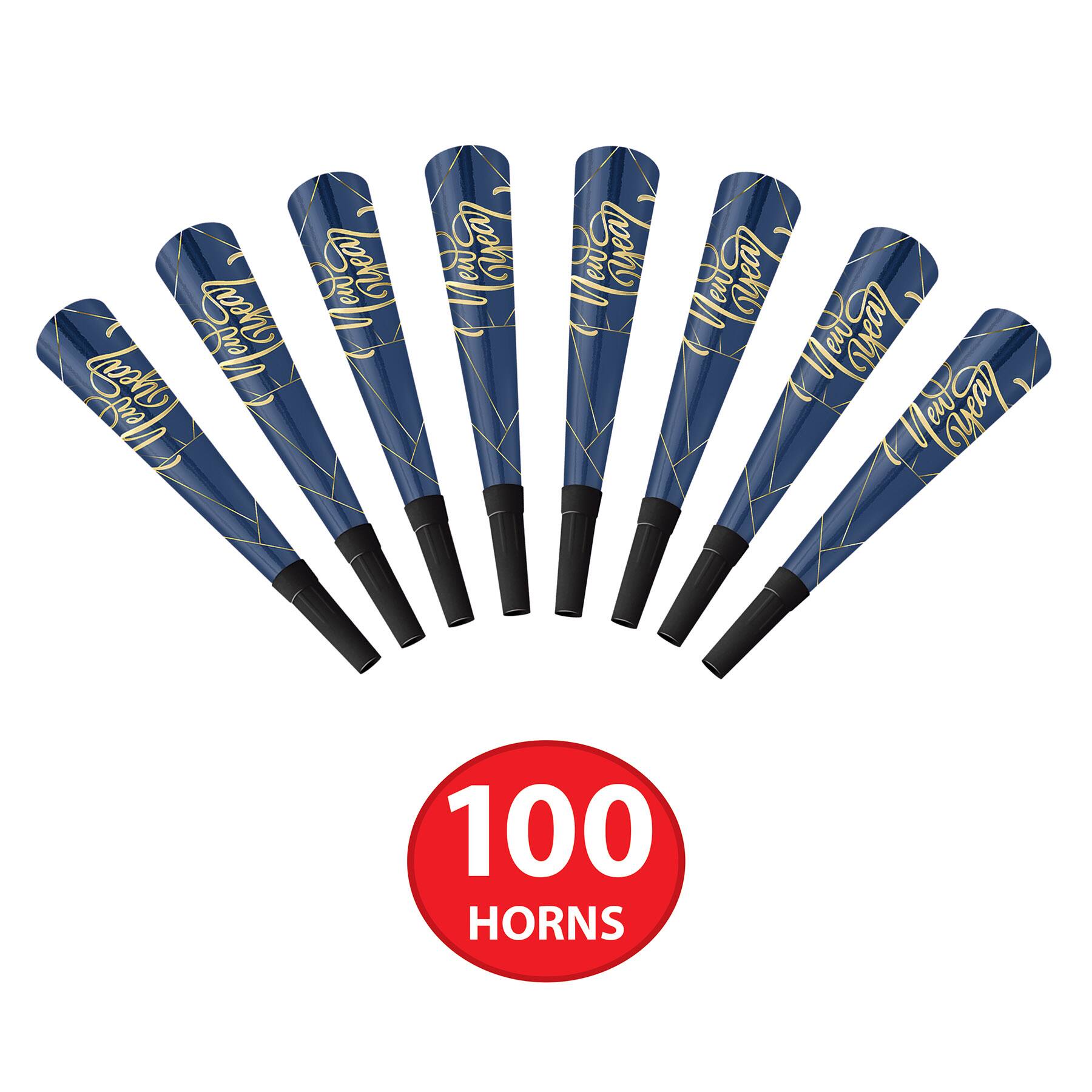 Beistle 9" Midnight Blue New Year Horns, 100ct.