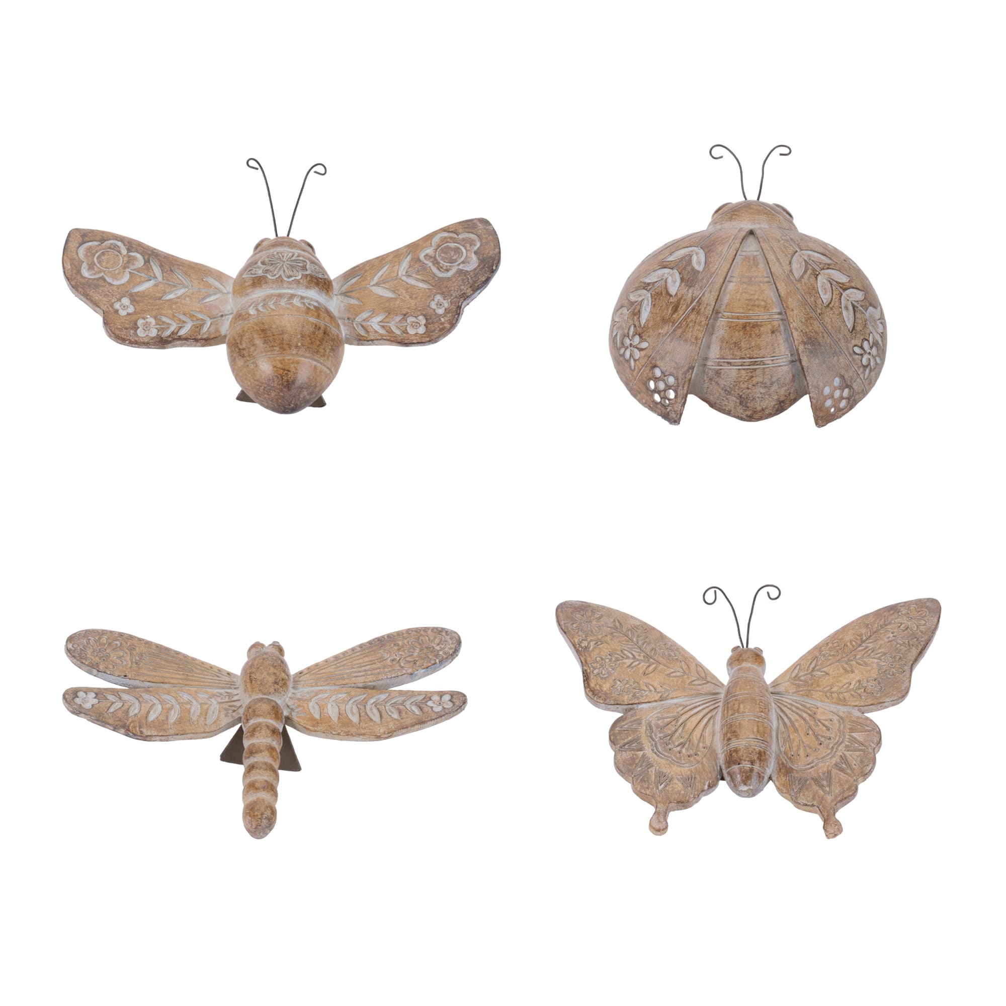 Melrose Floral Etched Insect Shelf Sitter Set
