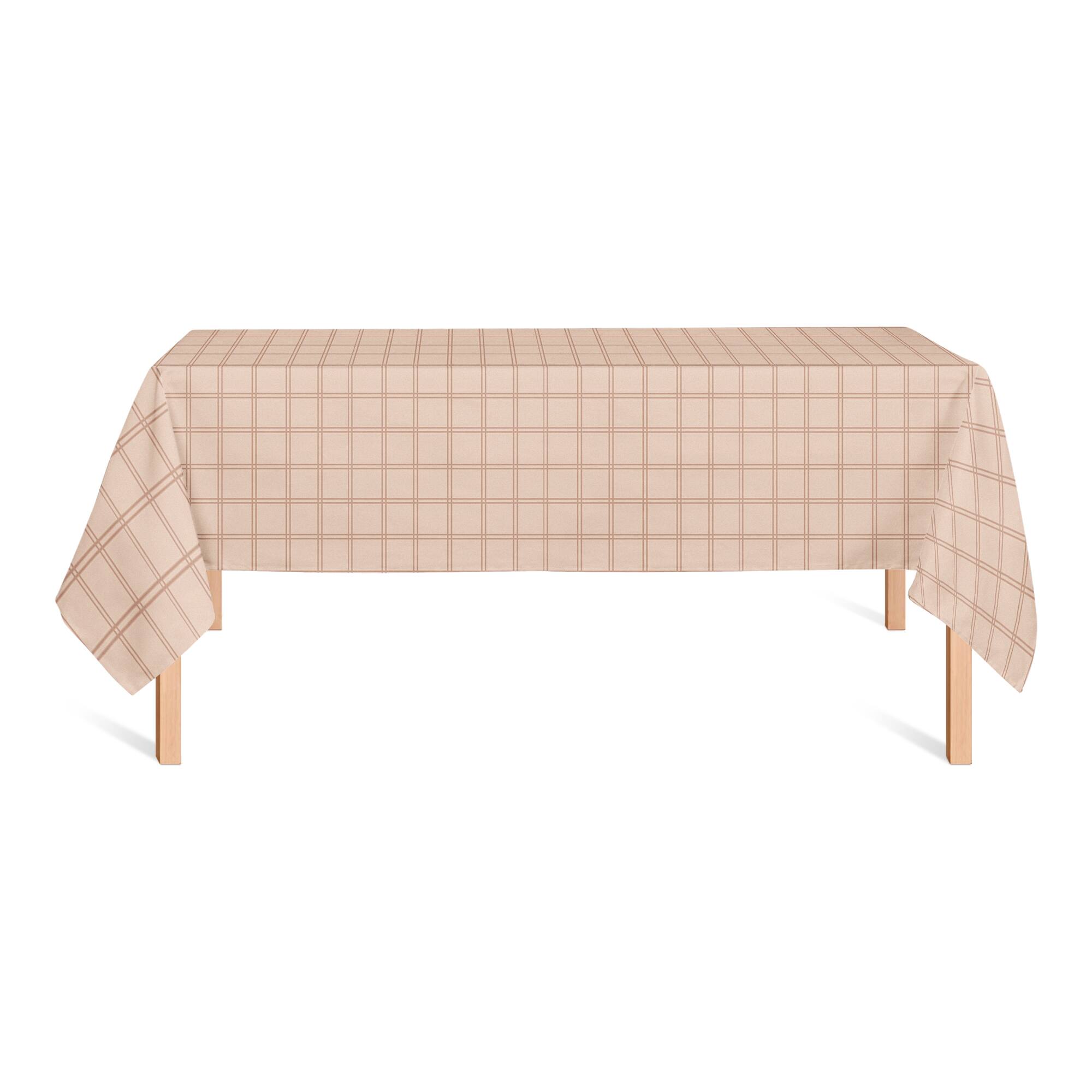 Faded Pink Grid Cotton Tablecloth