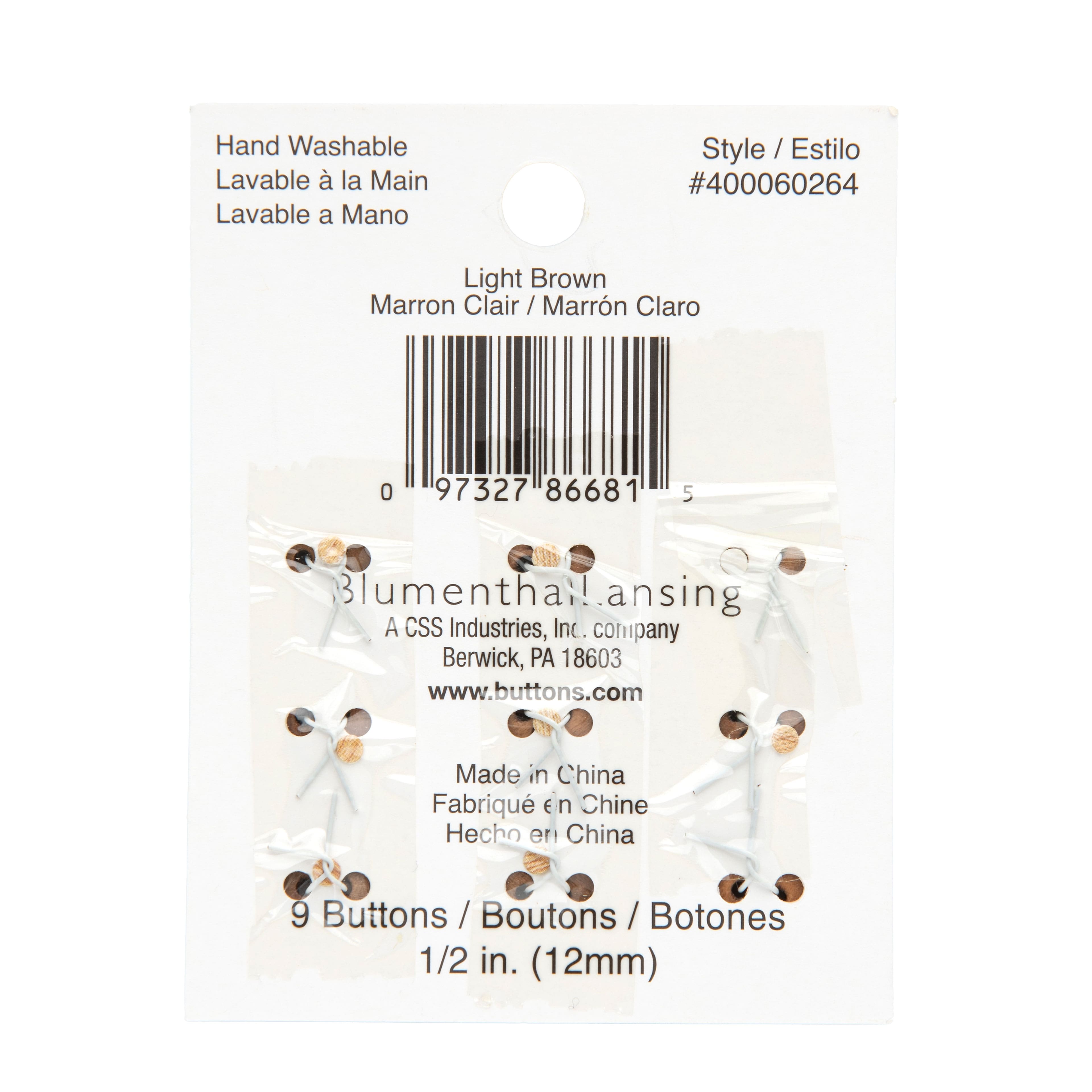 Organic Elements 1/2" Brown Wood Buttons, 9ct.