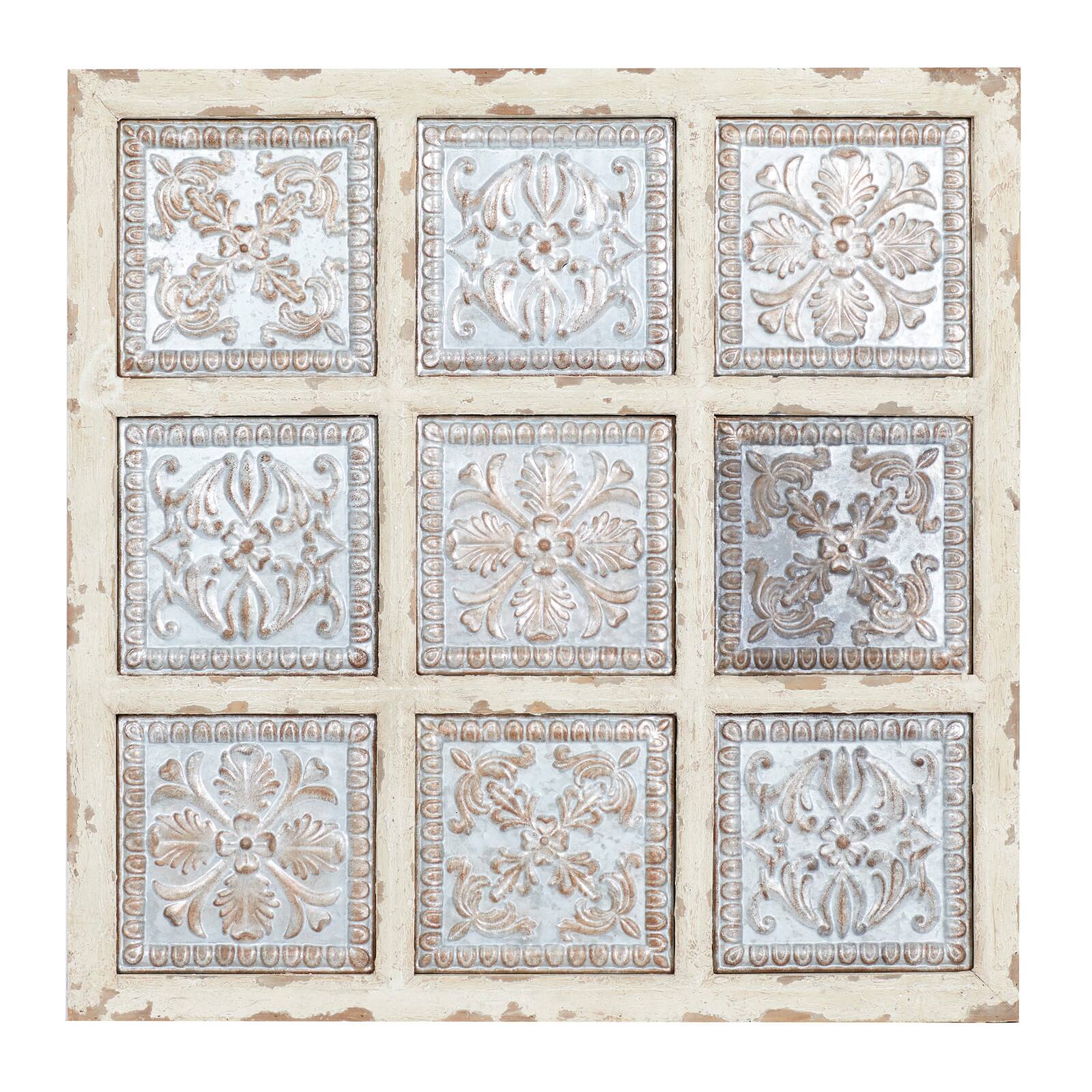 31" White Metal Rustic Floral Wall Décor