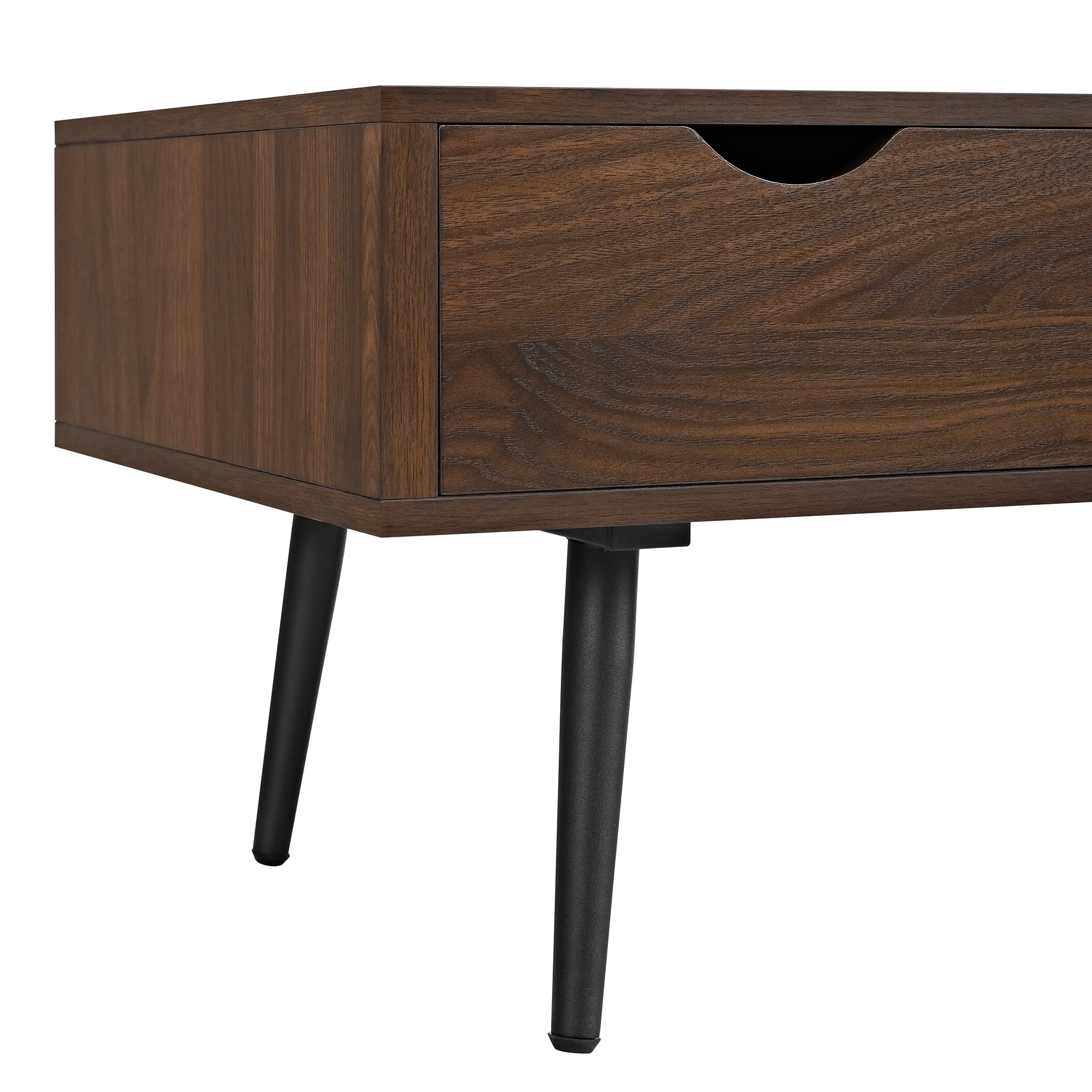 Dark Walnut Mid Century Modern Faux Marble Coffee Table