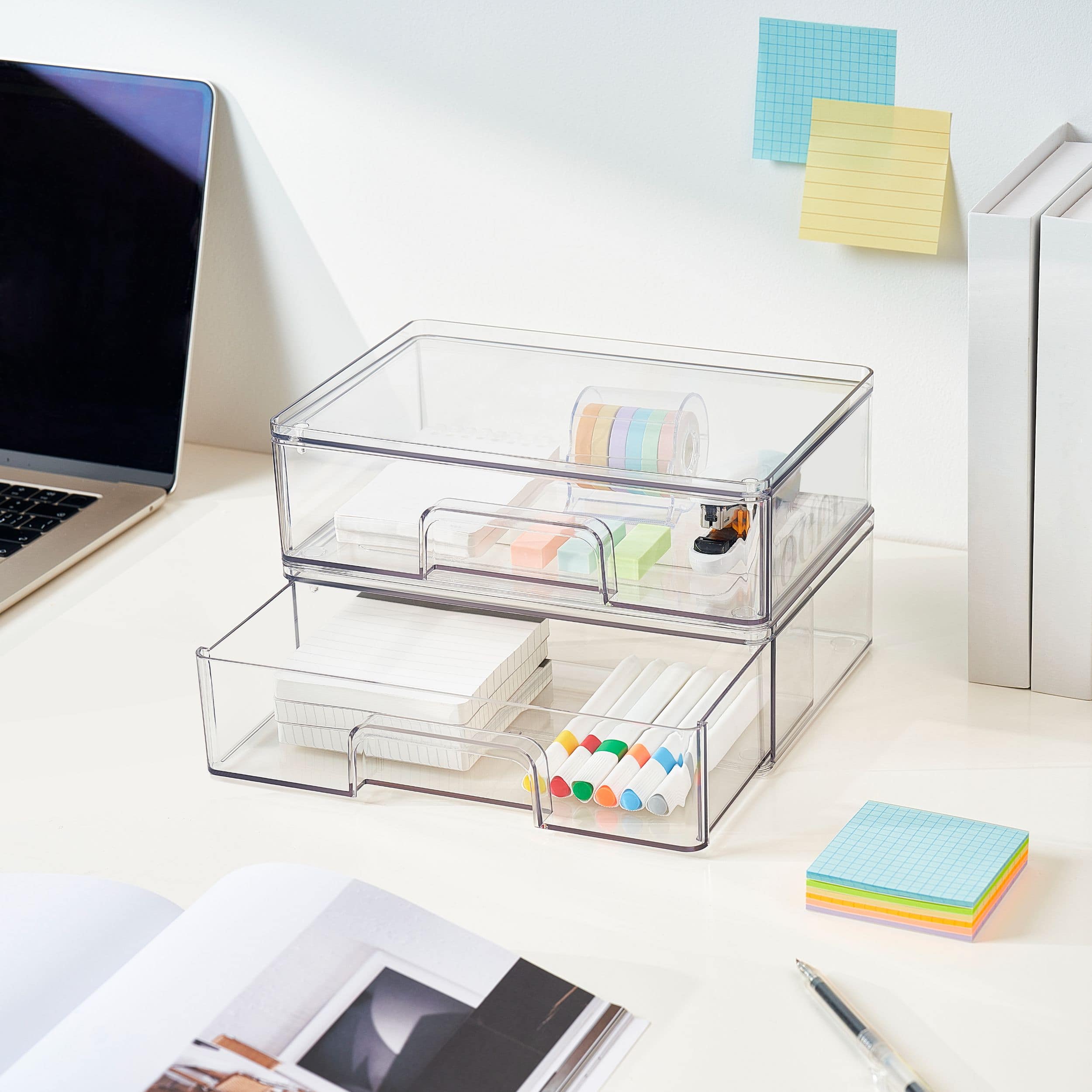 4 Pack: Small Clear Stacking Plastic Drawer by Simply Tidy®