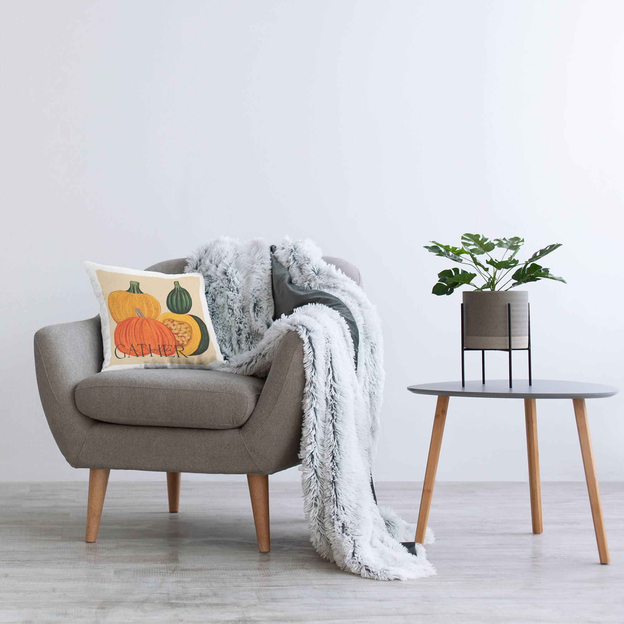 Stupell Industries Gather Autumnal Harvest Gourds Decorative Printed Throw Pillow