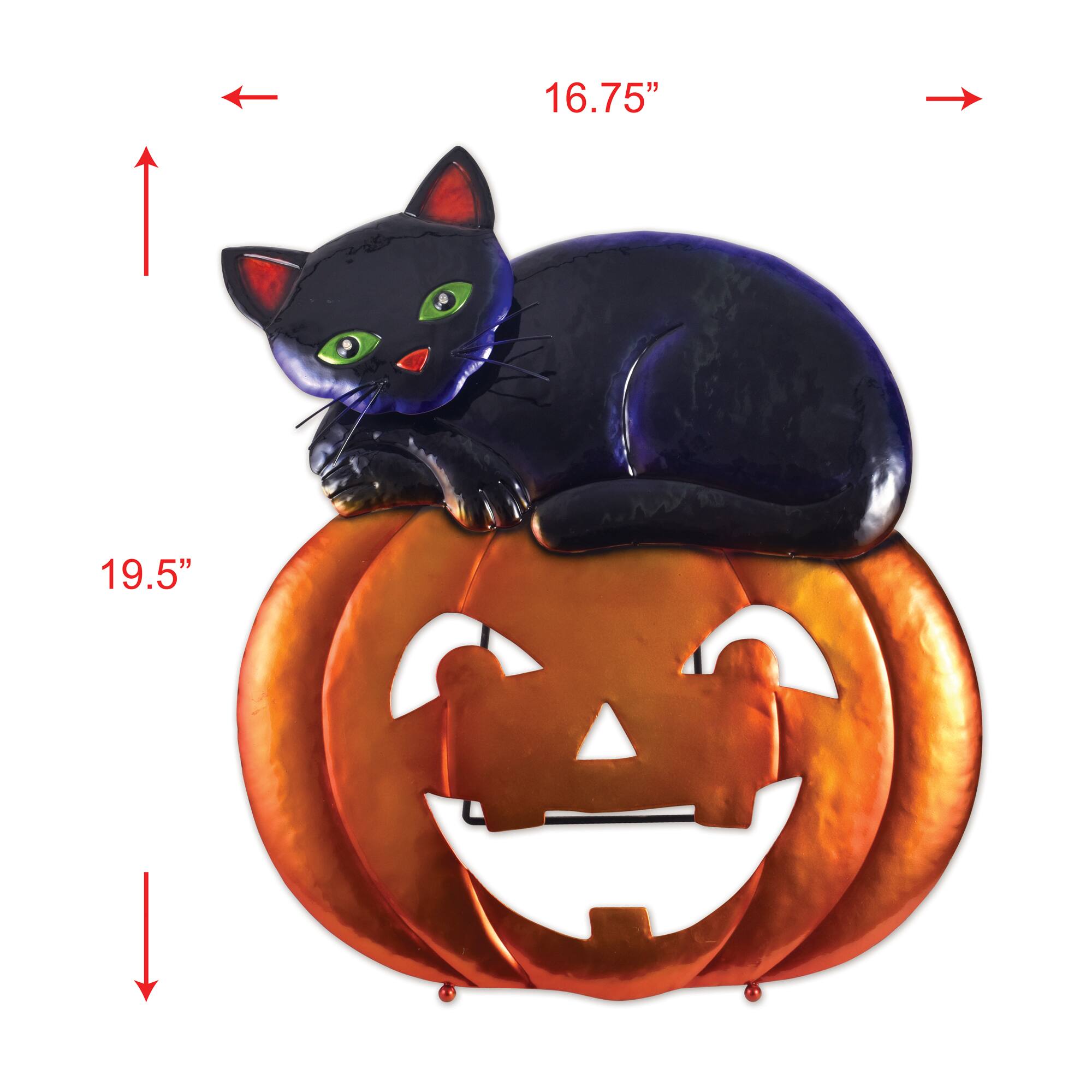 Sunset Vista Designs® 19.25" Whimsical Solar Black Cat & Pumpkin Porch Sitter