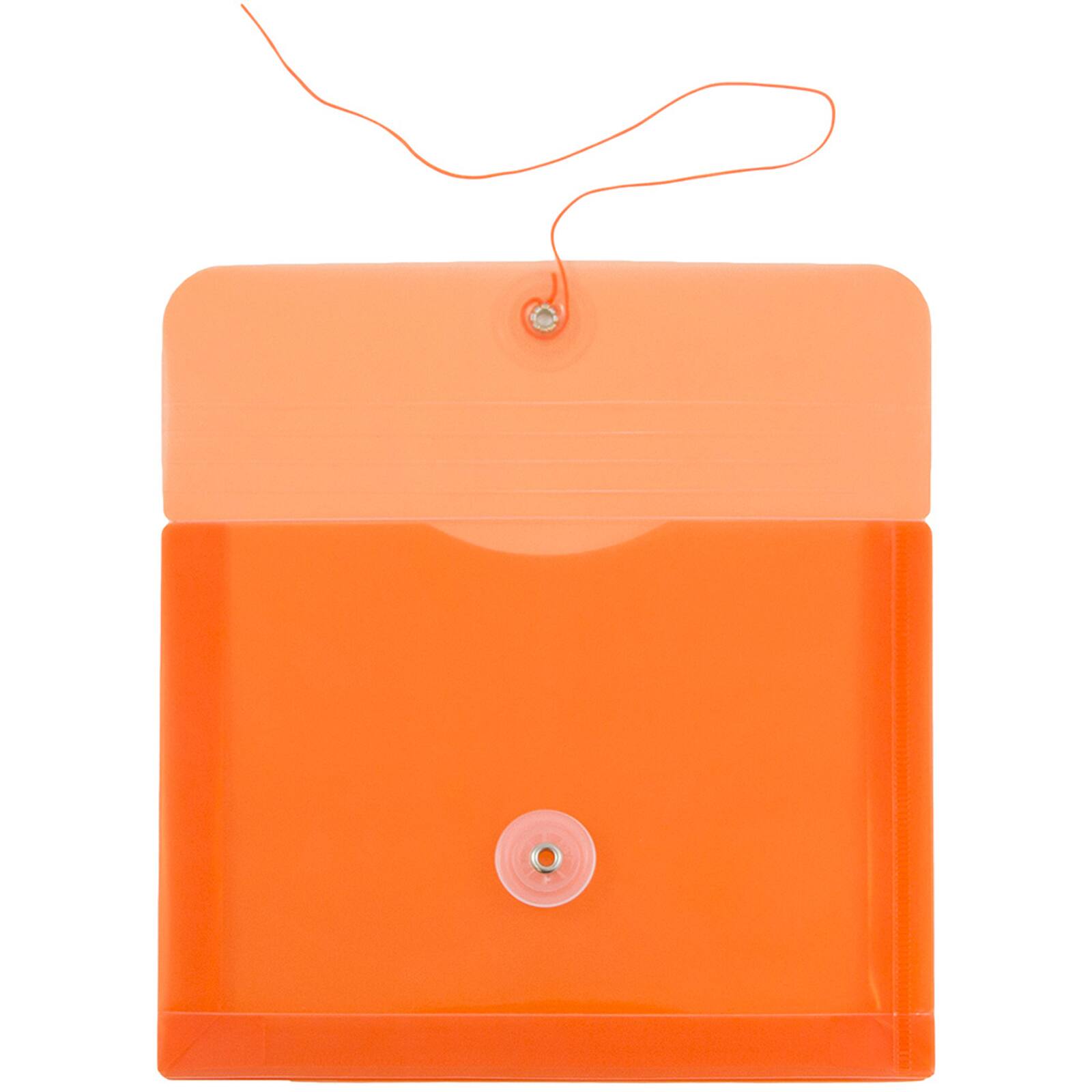JAM Paper 5.5" x 7.5" Orange Plastic Button String Booklet Envelopes, 24ct.