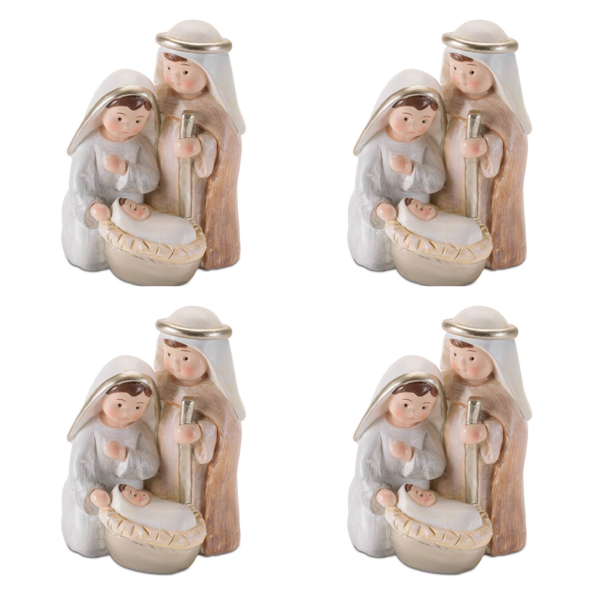 Melrose 5.75" Neutral Toned Holy Family Nativity Figurines, 4ct.