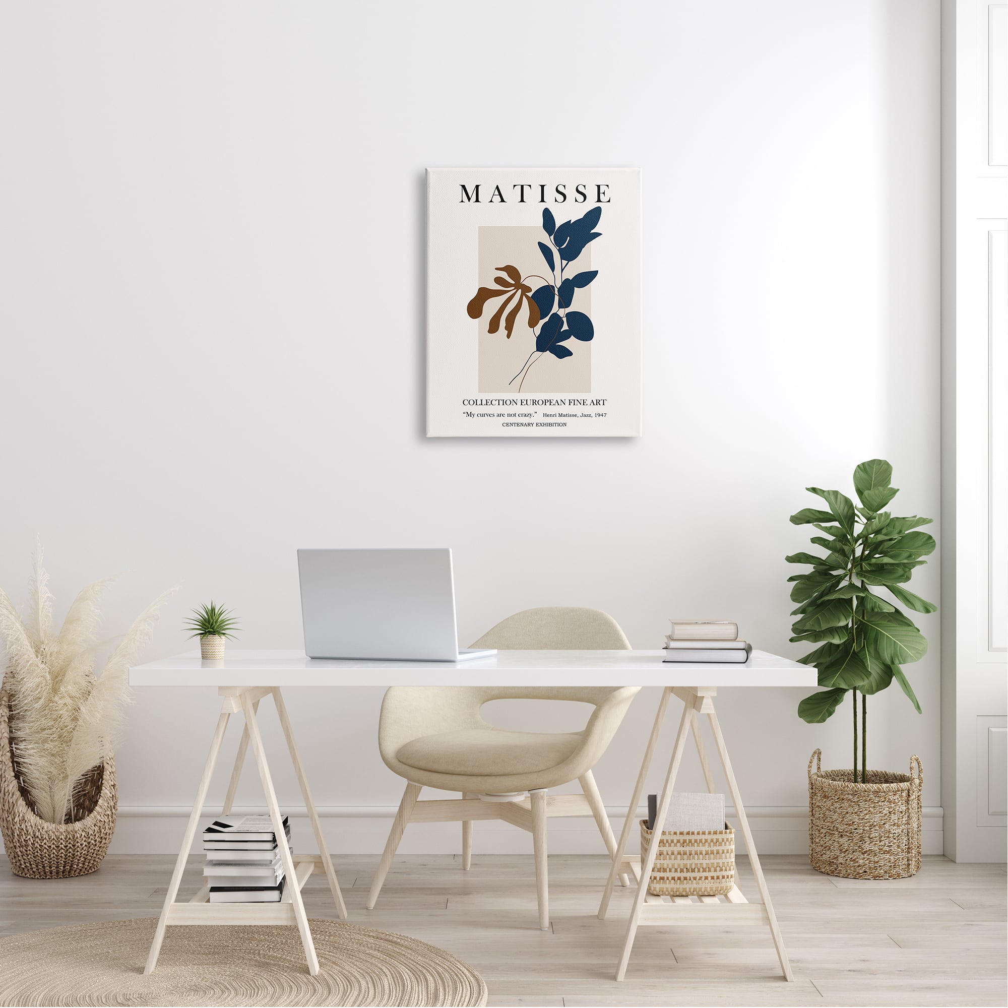 Stupell Industries Bold Modern Botanicals Leaf Silhouettes Matisse Text Canvas Wall Art
