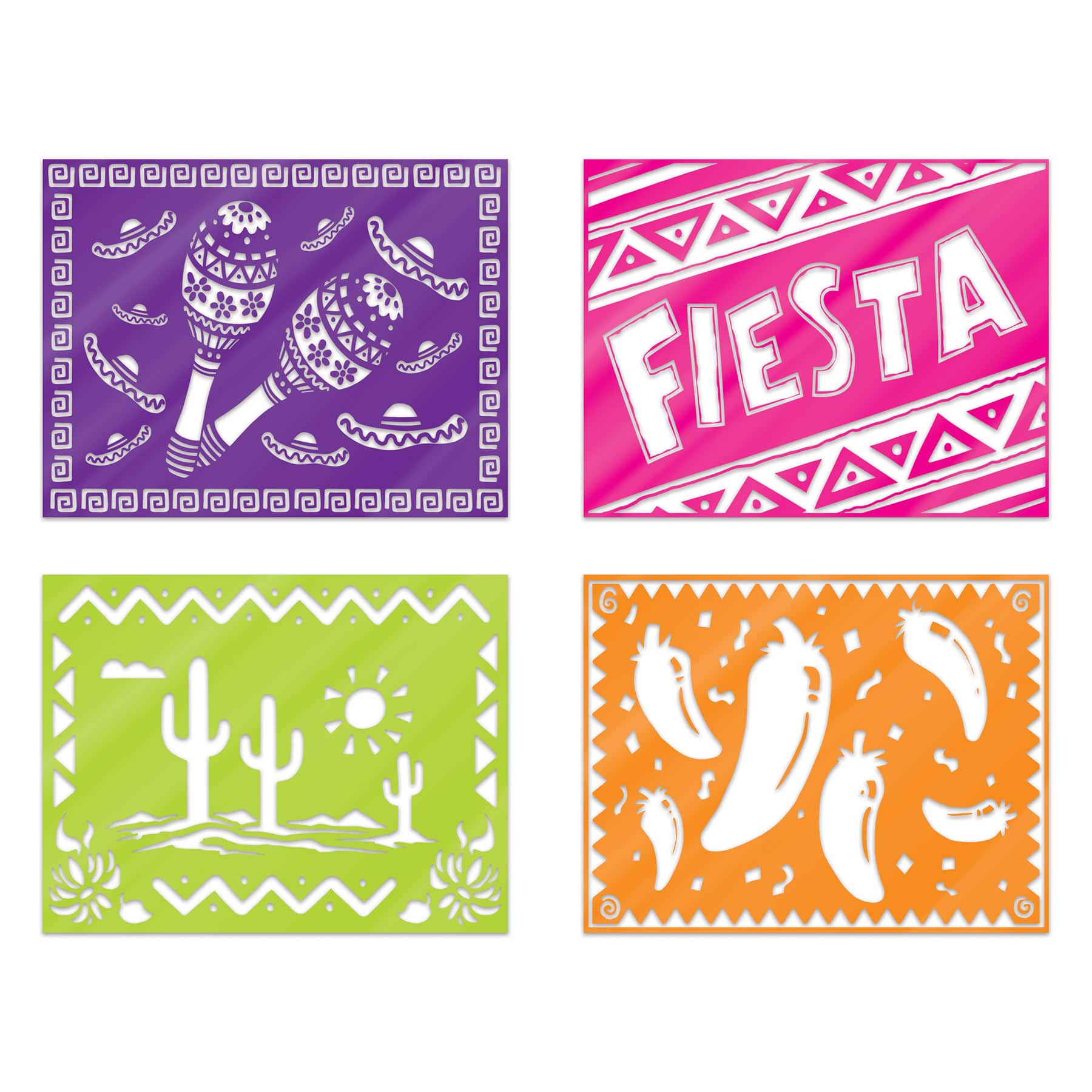 Beistle 10" x 13" Fiesta Assorted Picado-Style Placemats, 4ct. | Michaels®
