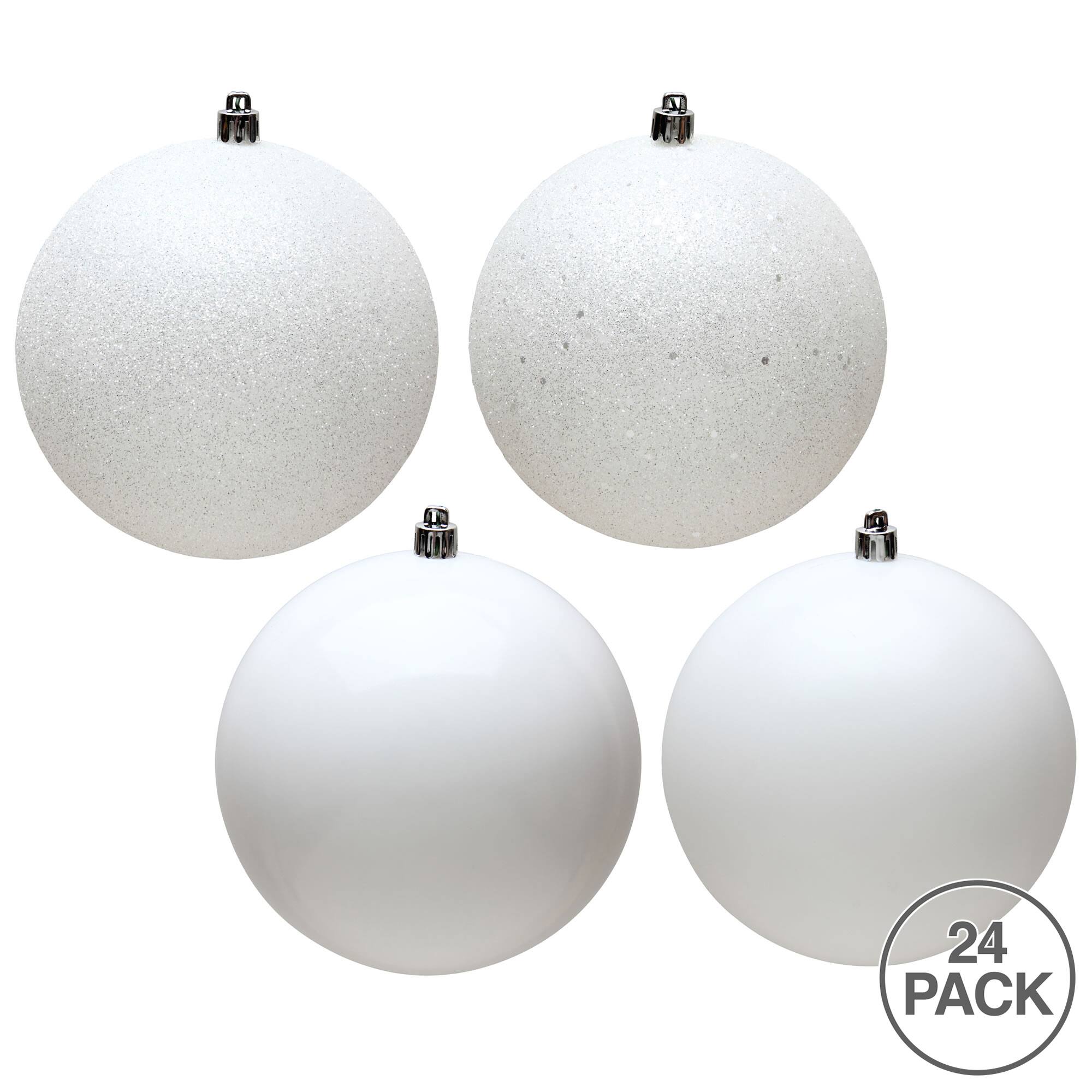N590611 2.4 in. White 4 Finish Assorted Color Christmas Ornament Ball - 24 per Box