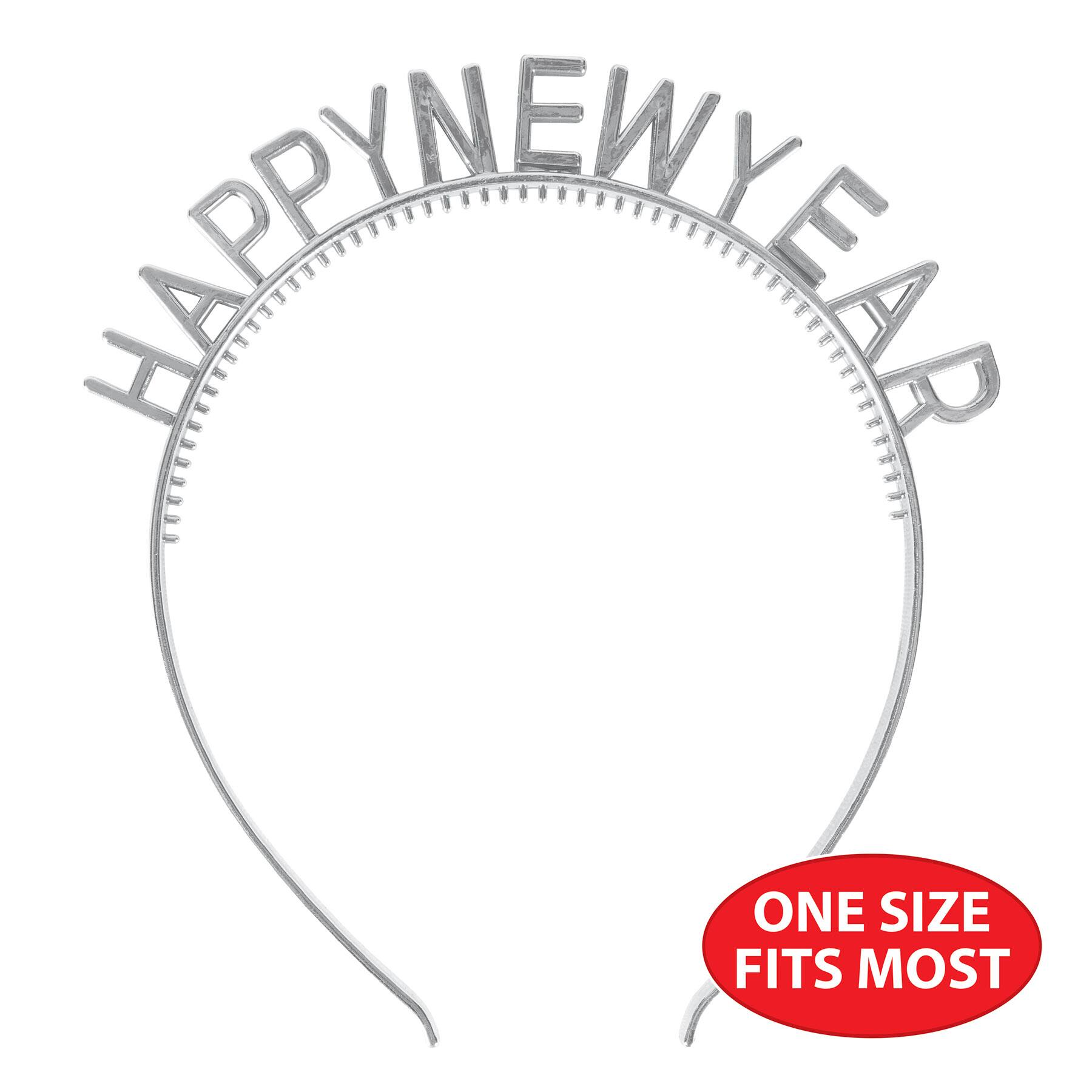 Beistle Adult Silver Happy New Year Headbands, 4ct.