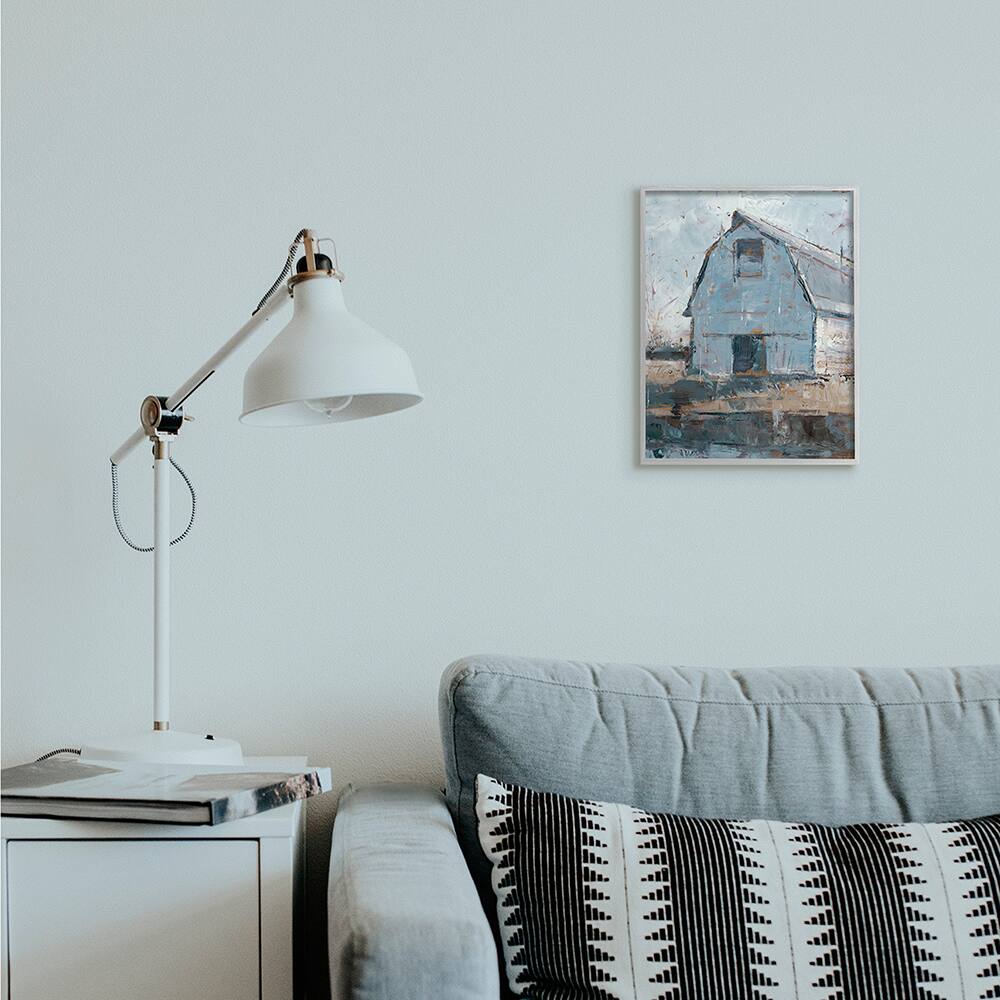 Stupell Industries Abstract Distressed White Barn Farm Architecture Framed Wall Art