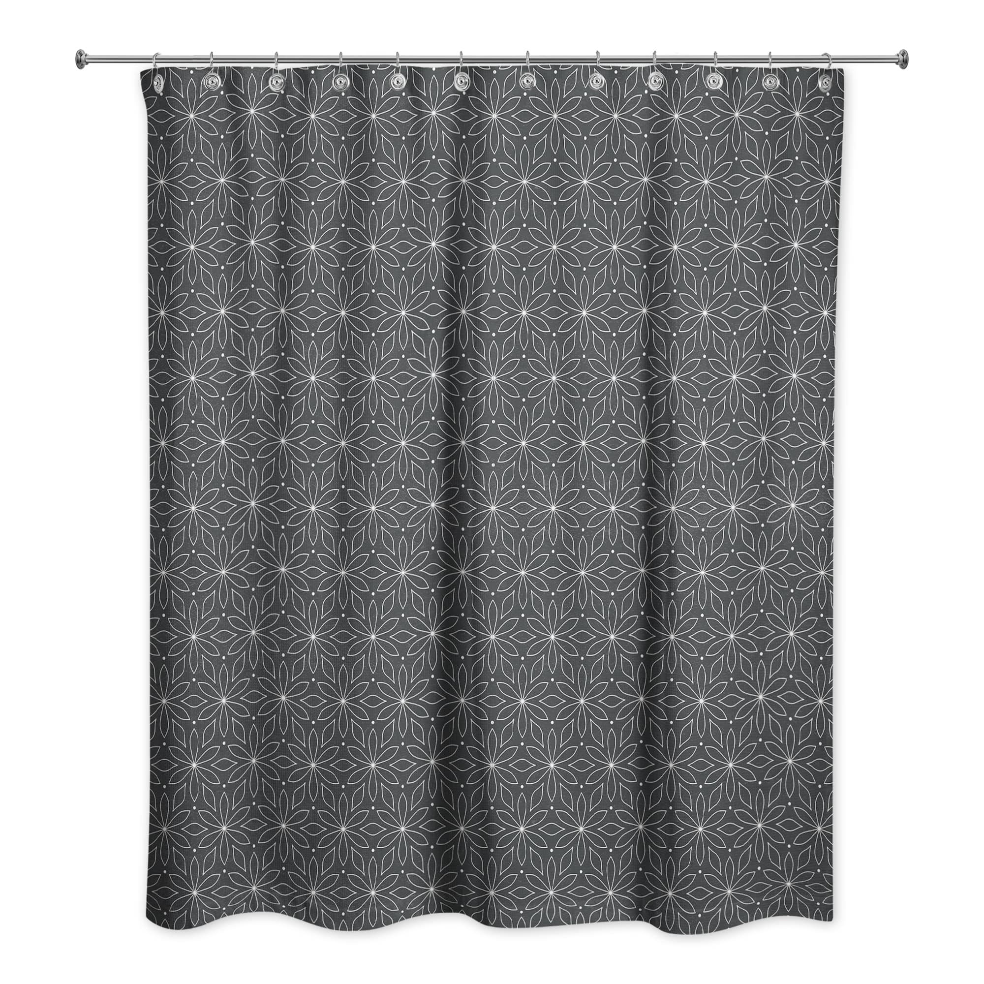 Monochromatic Flowers 71" x 74" Shower Curtain