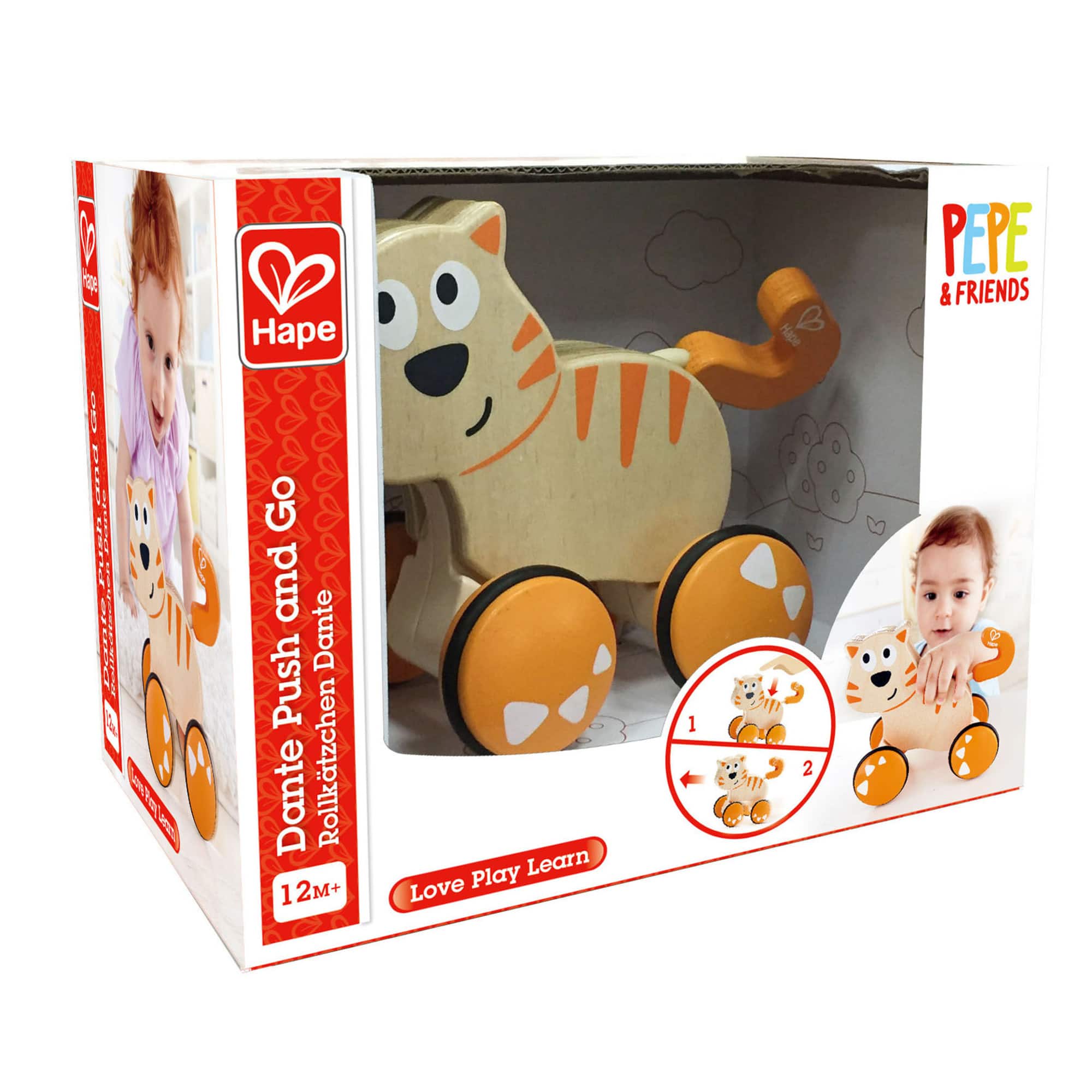 Hape Dante the Cat Push & Go Wooden Release Toy
