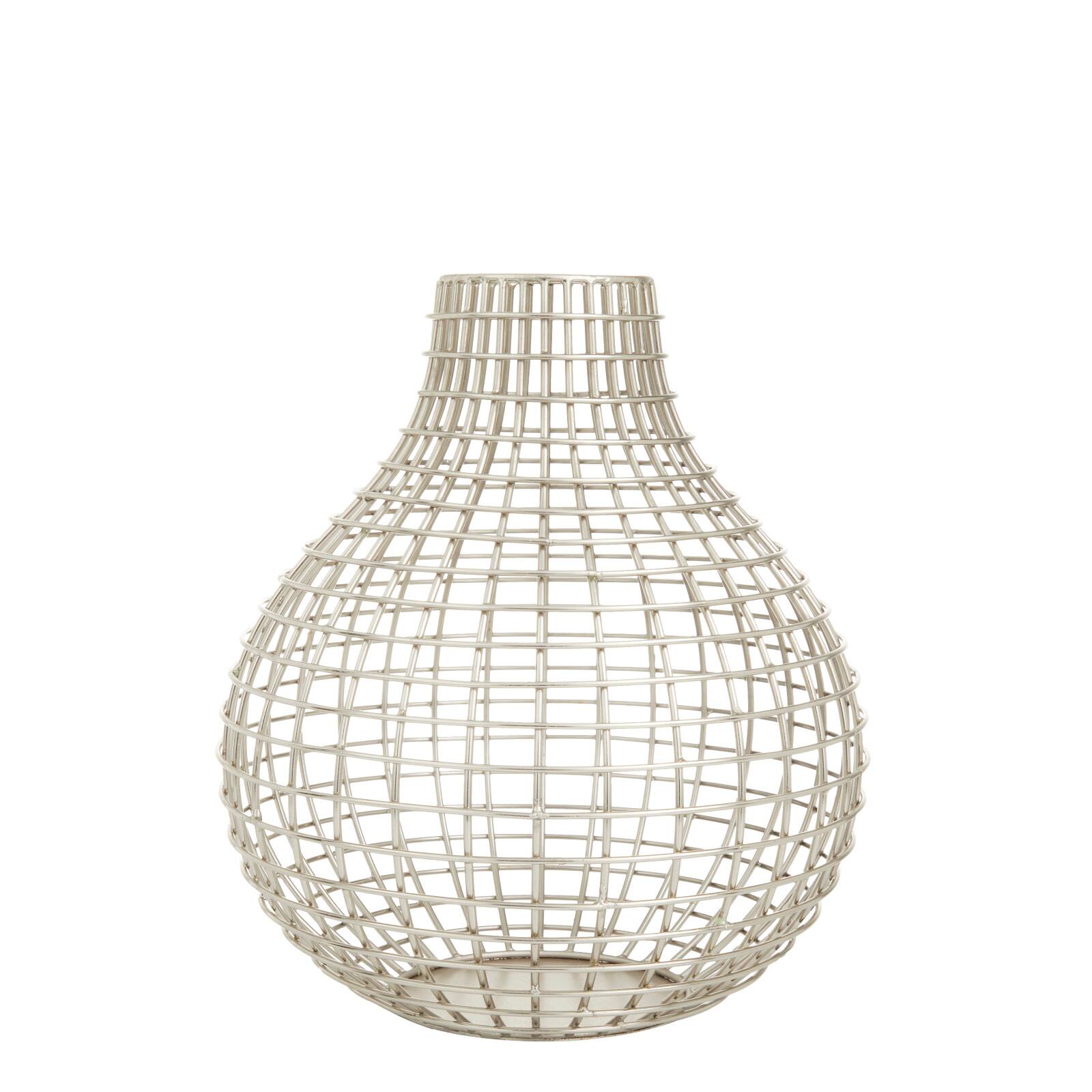 CosmoLiving by Cosmopolitan Silver Iron Modern Vase, 13" x 13" x 14"