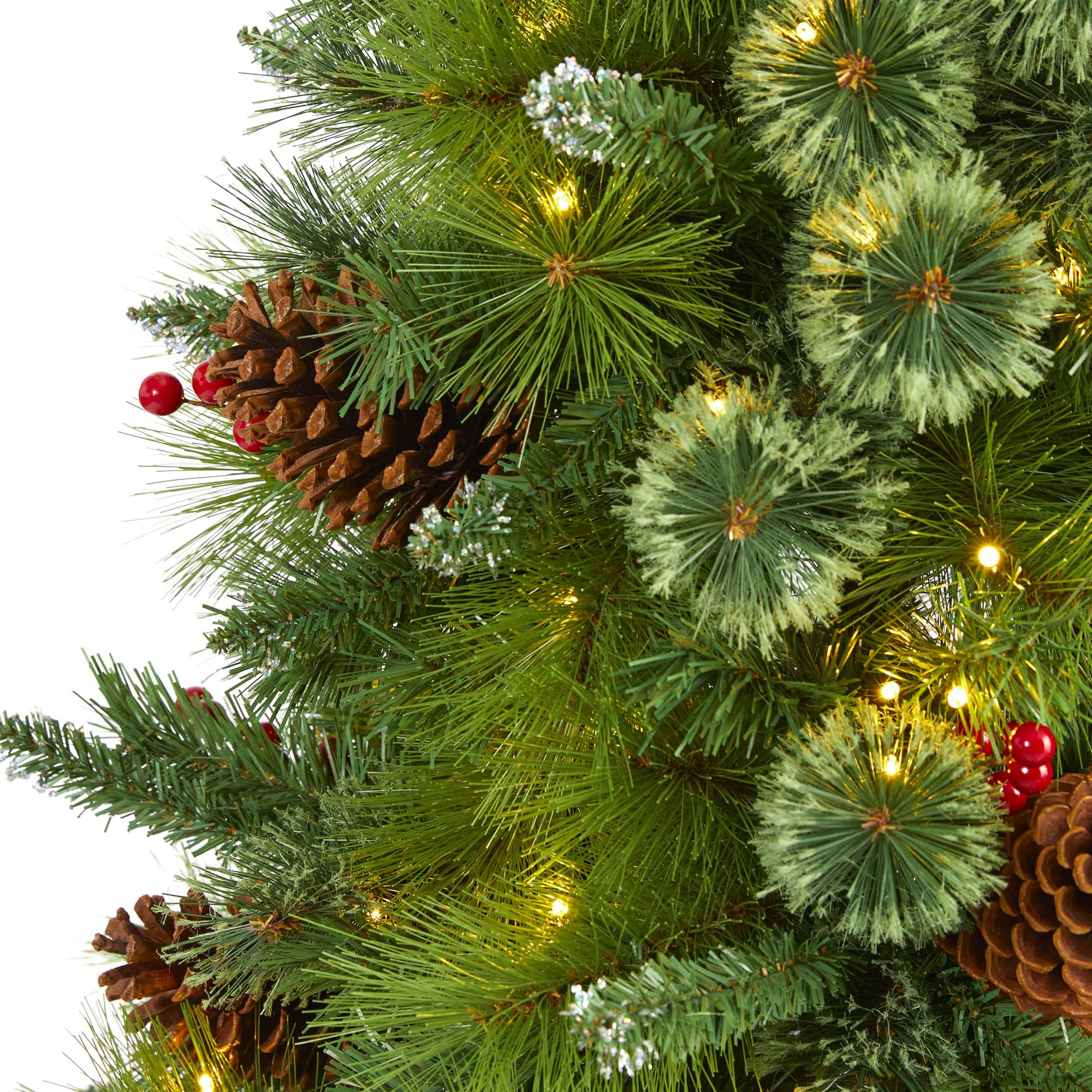 5ft. Pre-Lit Montana Mixed Pine, Pinecones & Berries Artificial Christmas Tree with Clear LED Lights