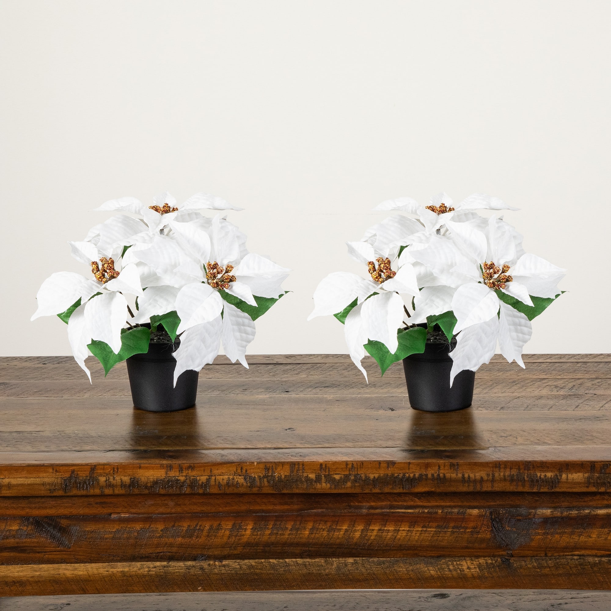 Nearly Natural 9" Artificial Potted Poinsettia Plants, 2ct.