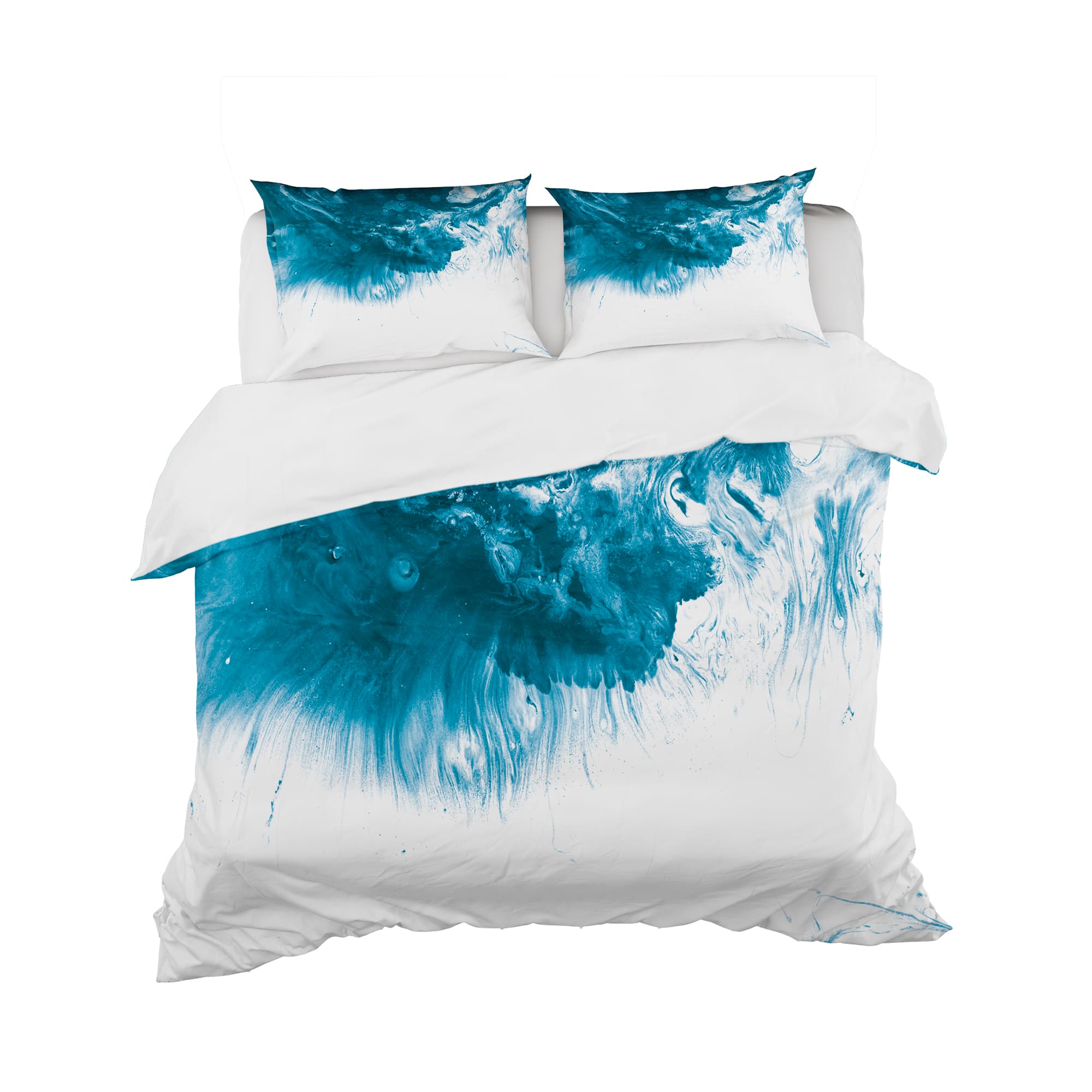 Designart 'Blue and White Marble Acrylic' Mid-Century Modern Bedding Set - Duvet Cover & Shams