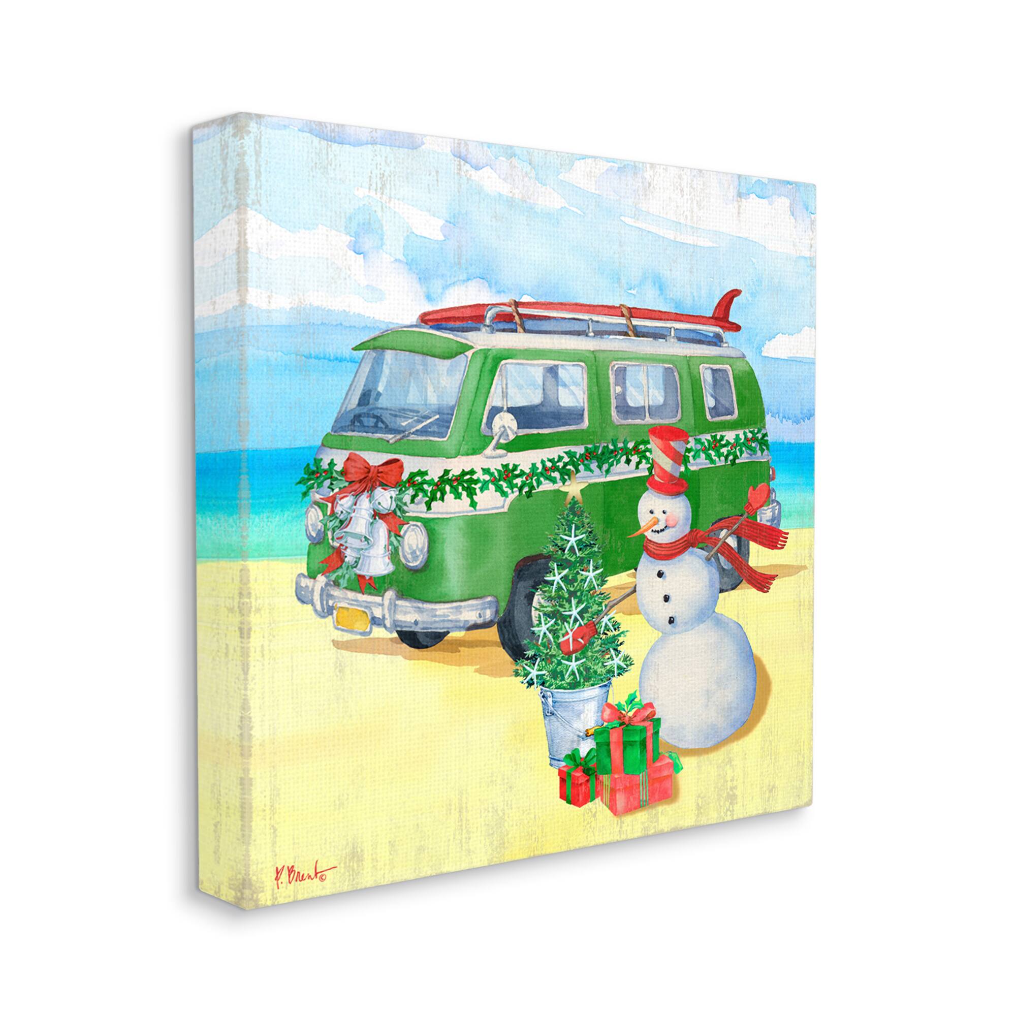 Stupell Industries Nautical Christmas Holiday Beach Canvas Wall Art