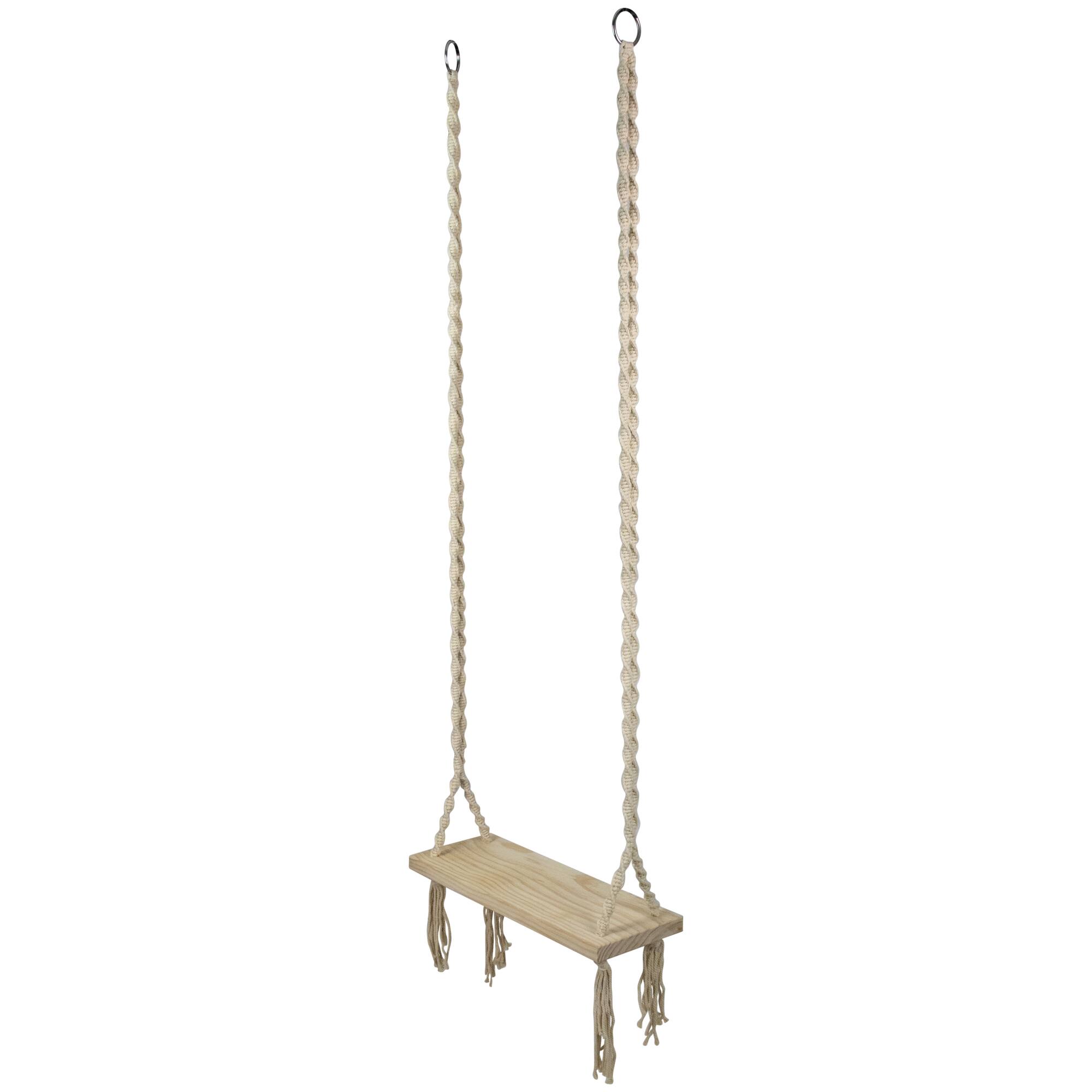 22" Ivory Rope Wooden Swing Chair