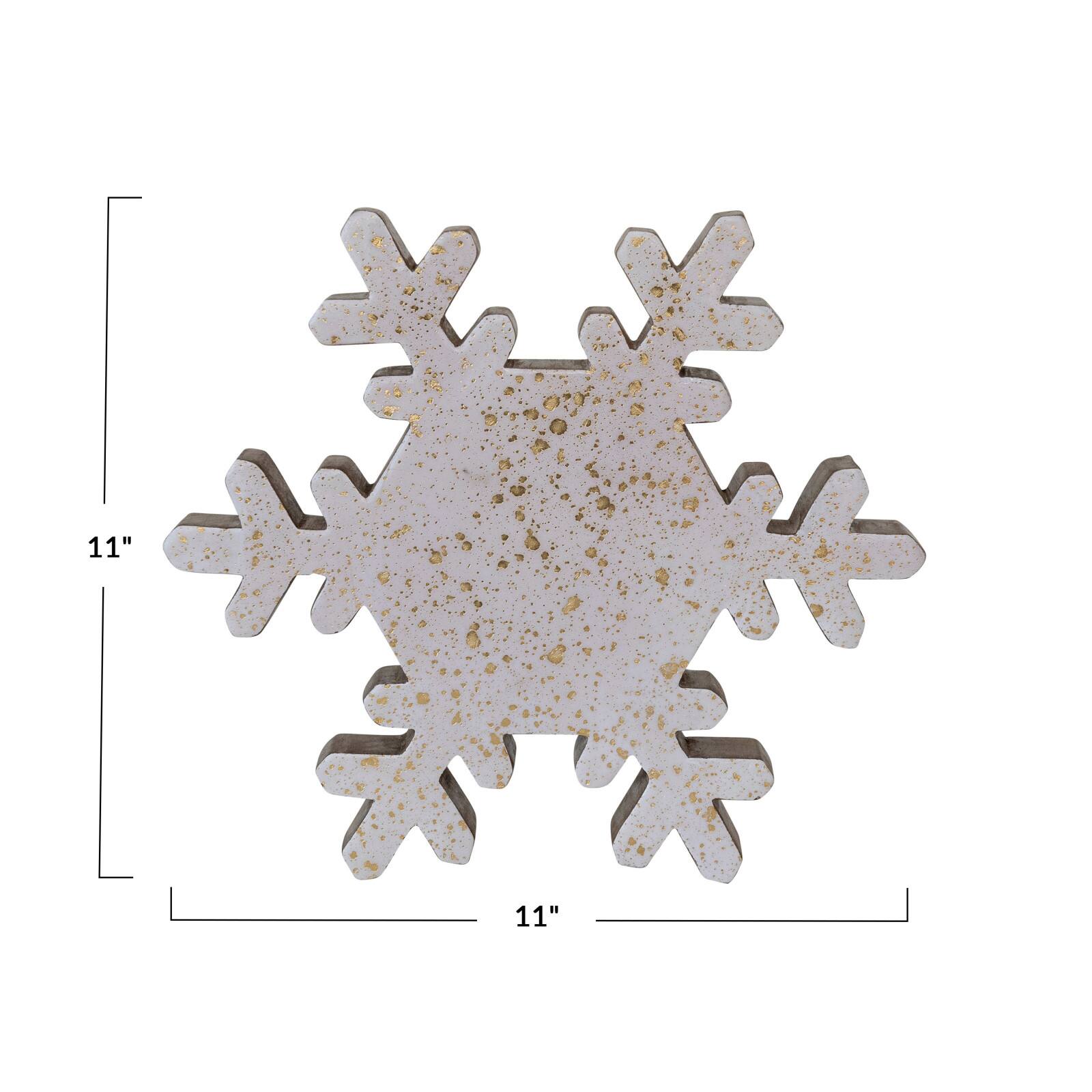 Hello Honey® 11" Cream & Gold Mango Wood Snowflake Accent