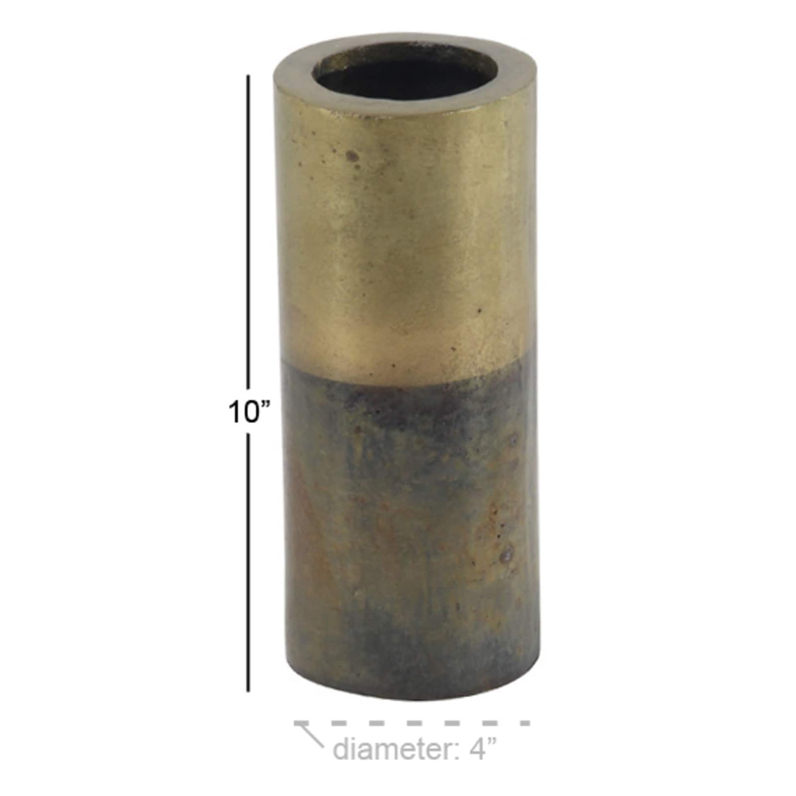 10" Brown Aluminum Rustic Vase