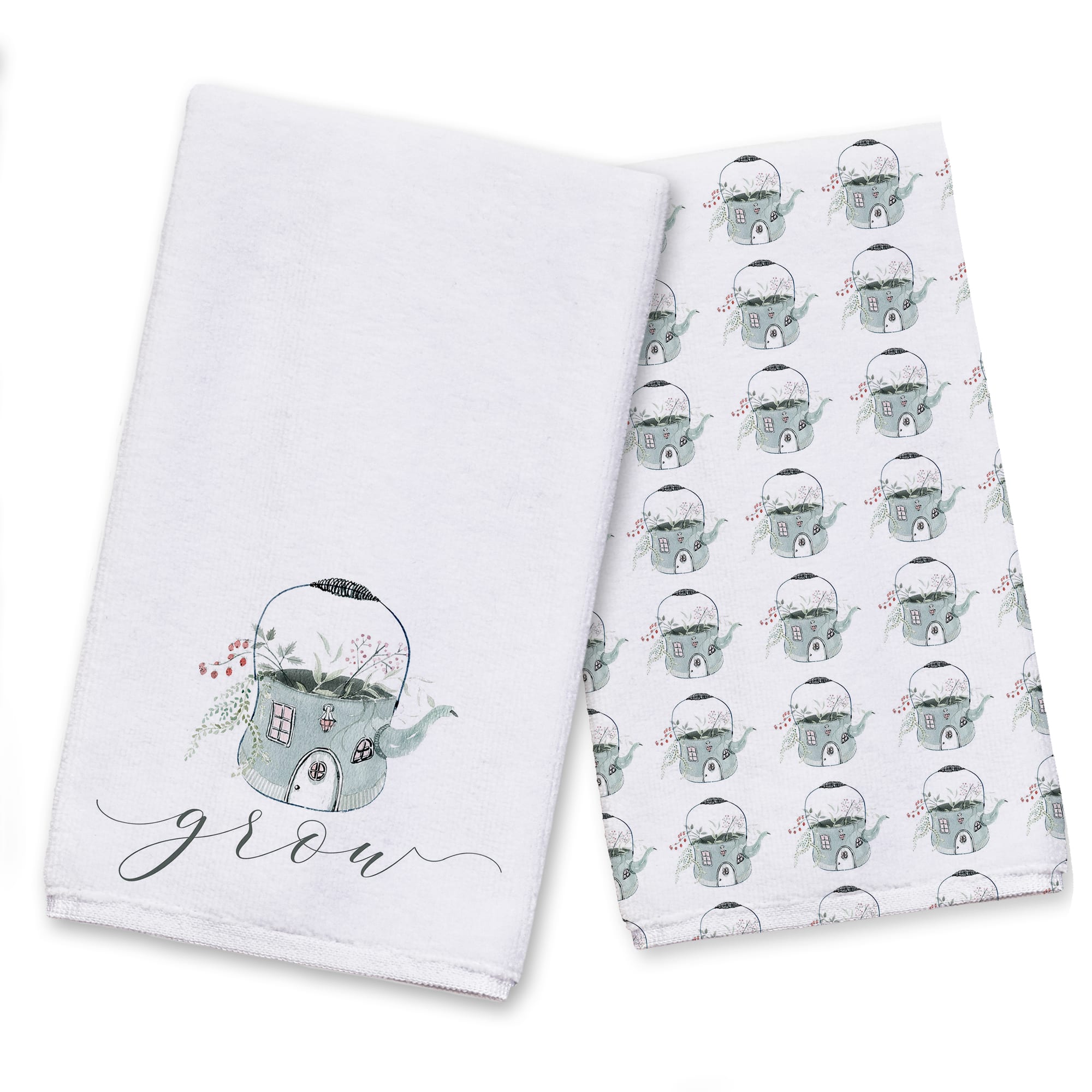 Grow Teapot Floral Tea Towel - Set of 2