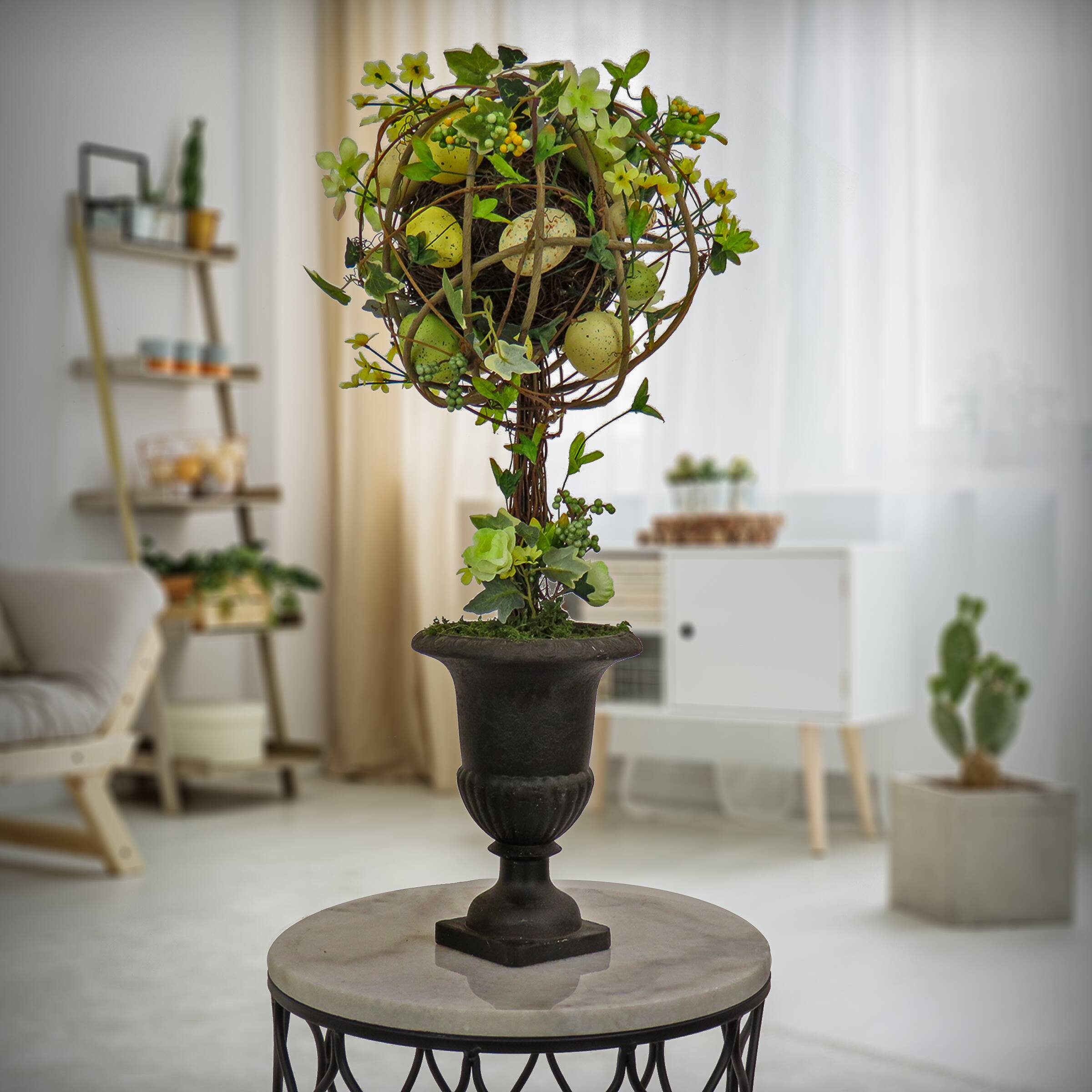 26" Flowers & Eggs Ball Topiary