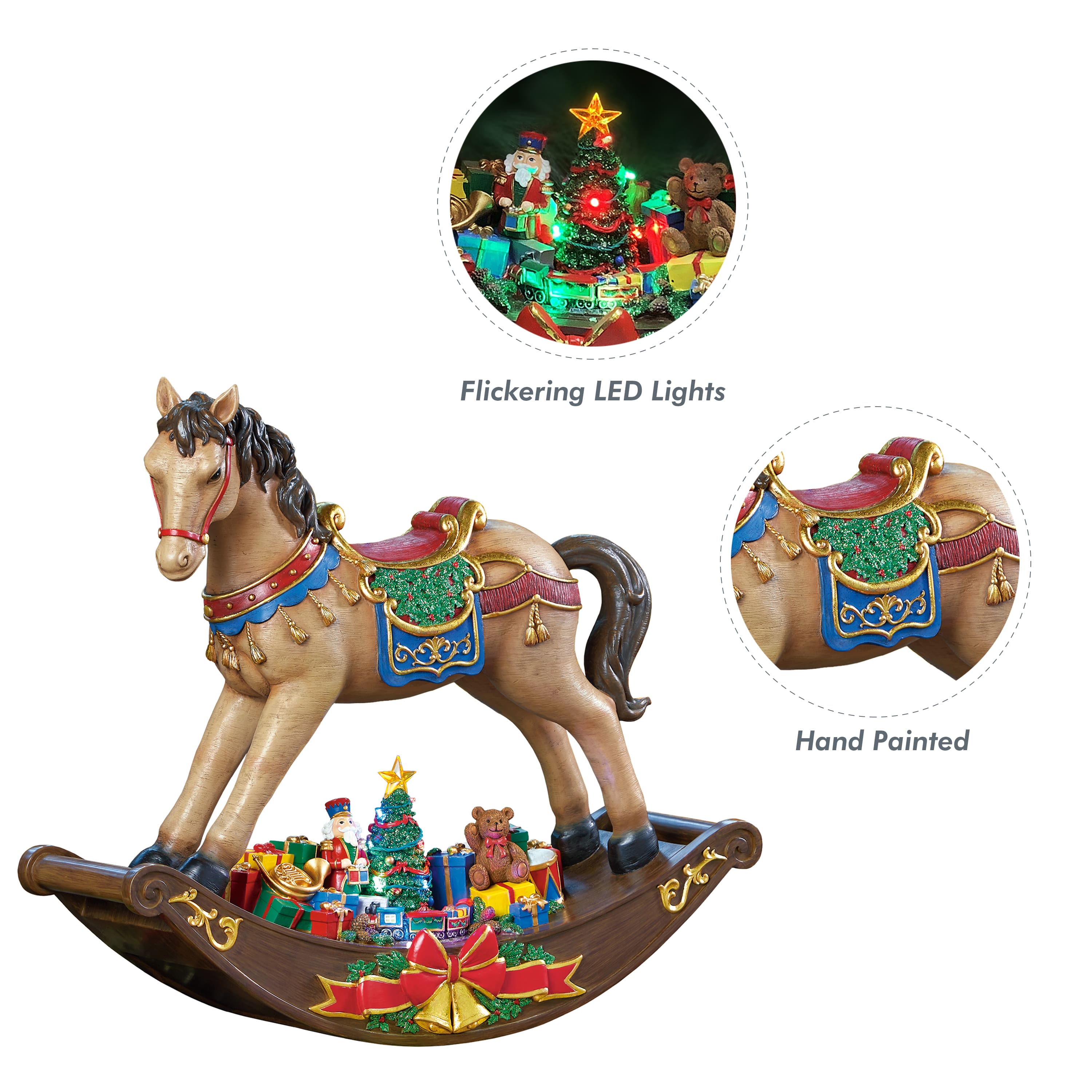 Moments in Time 19.5" Rocking Horse with Santa Placing Presents Scene
