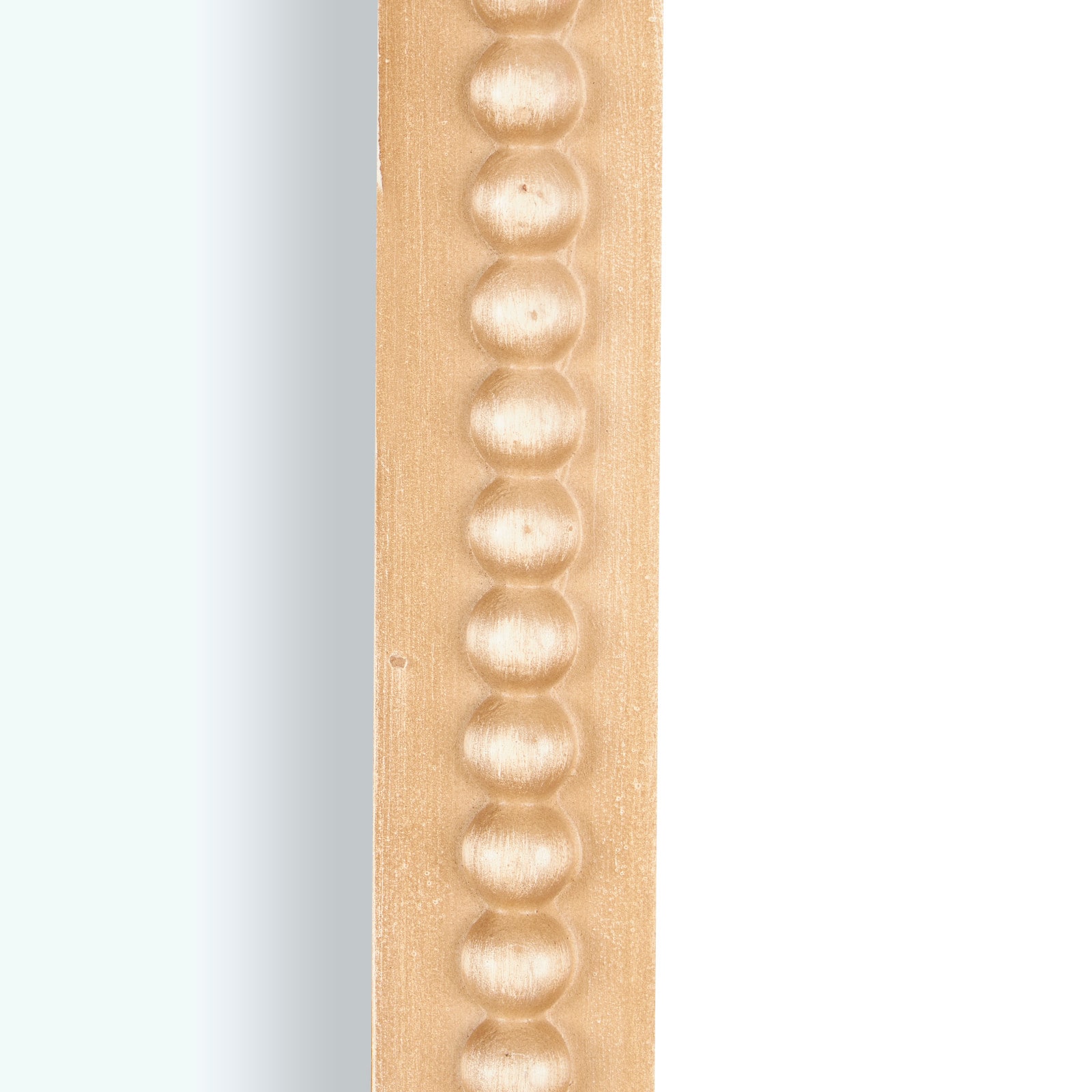 Light Brown Wooden Scroll Oval Room Wall Mirror with Beaded Frame