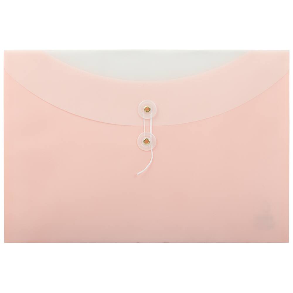 JAM Paper Two-Tone Light Pink Button & String Tie 9.75" x 13" Booklet Envelope, 12ct.