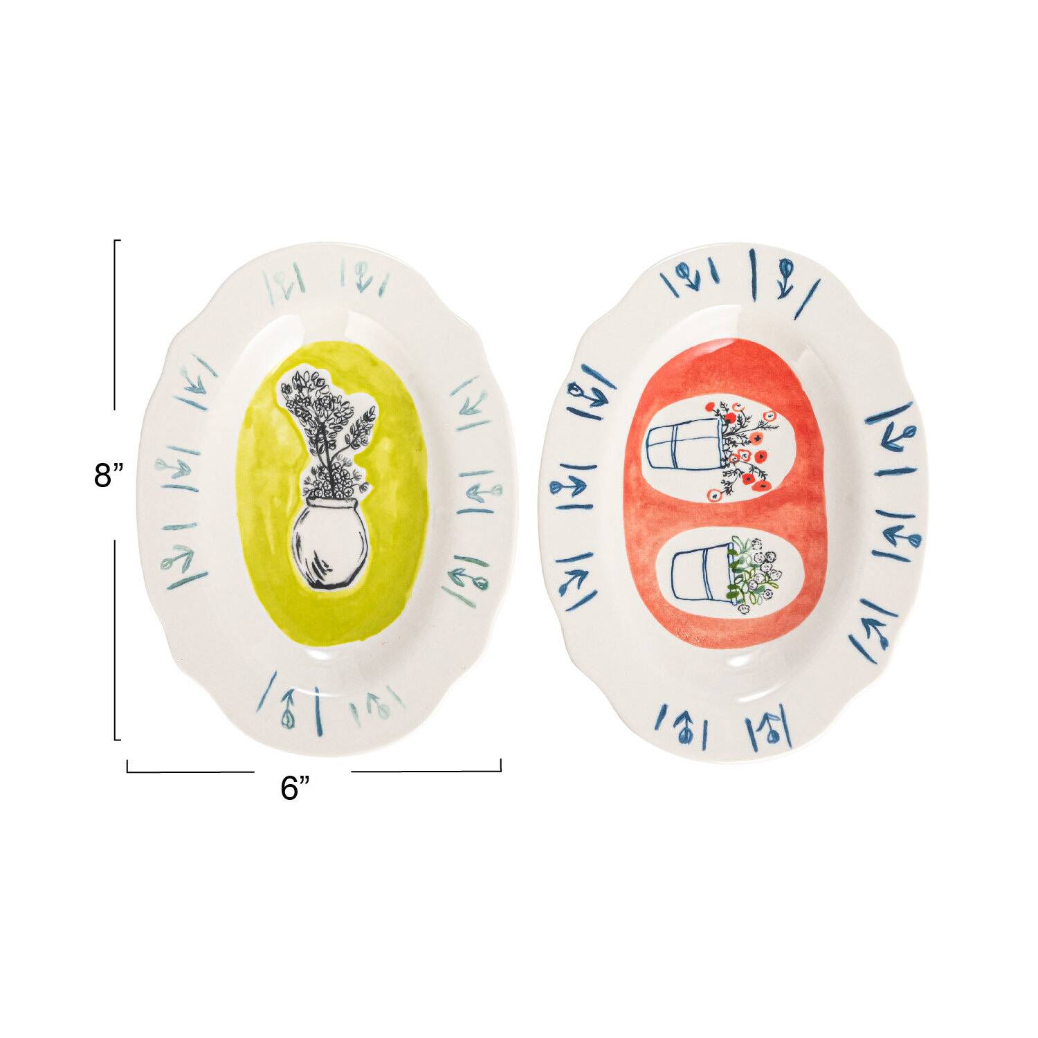 Hello Honey® 8" Flower Styles Stoneware Platter Set