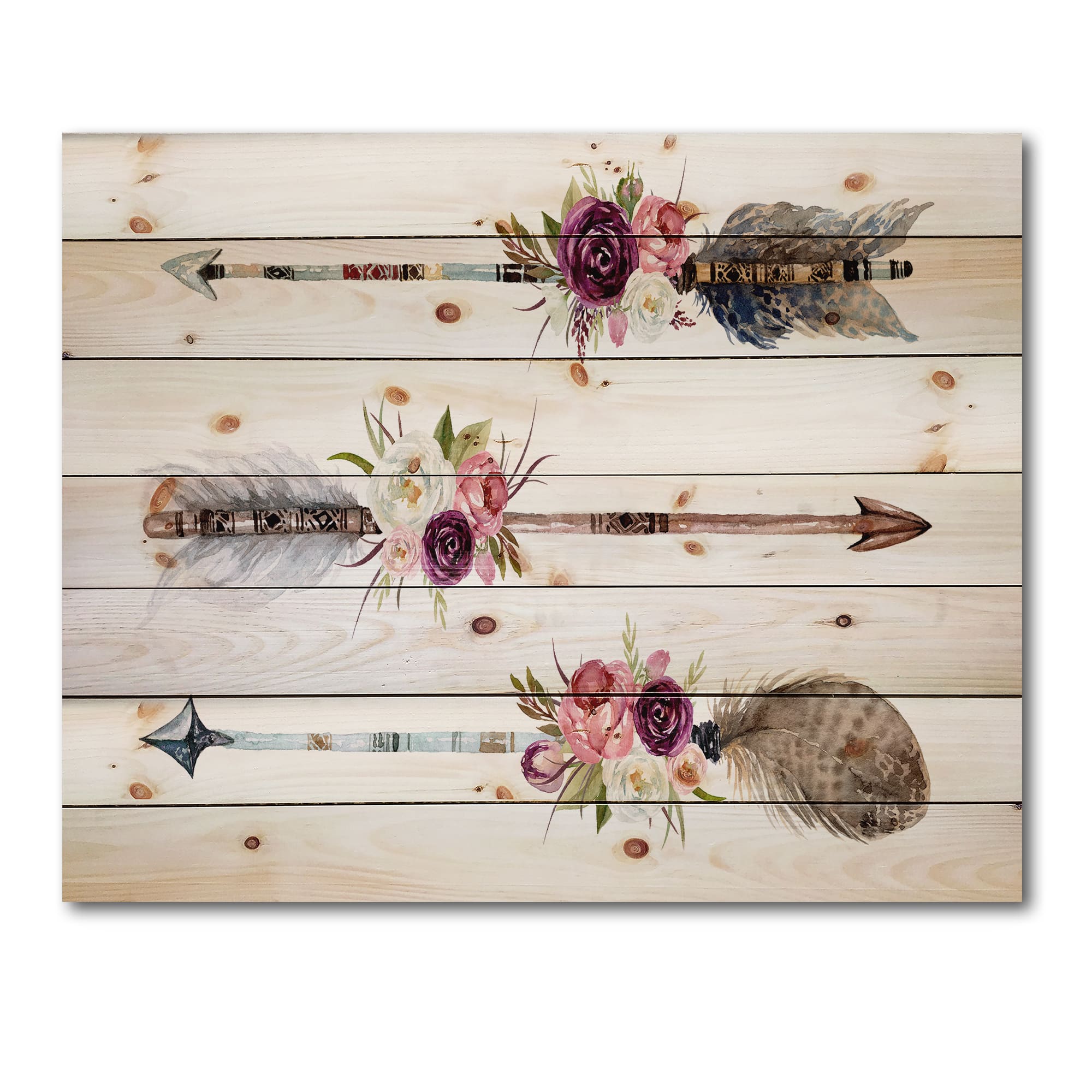 Designart - Ethnic Feathers and Flowers On Native Arrows III