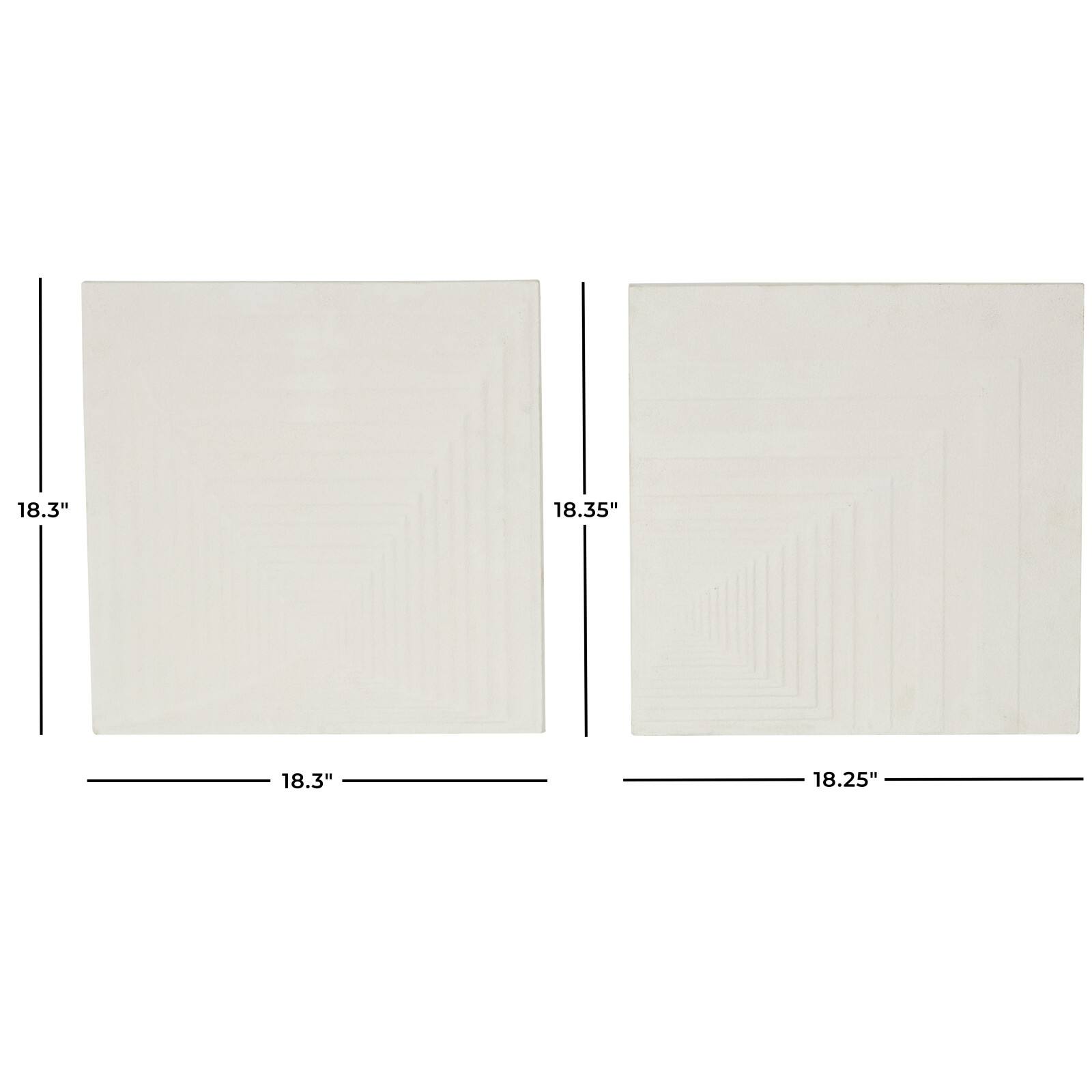 18.3" x 18.3" Cream Metal Geometric Layered Square Cube Wall Décor with Sandstone Texture Set