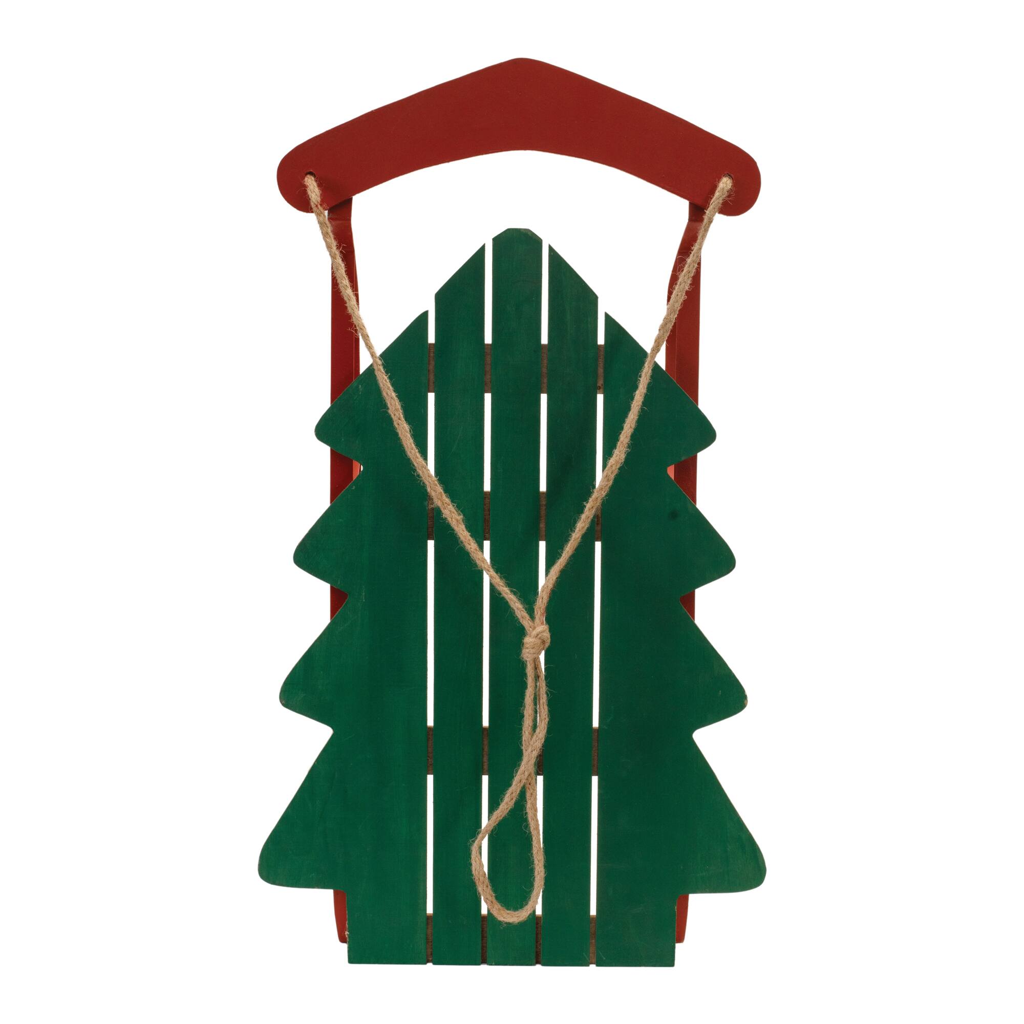 Melrose 29.5" Wood Pine Tree Sled Décor