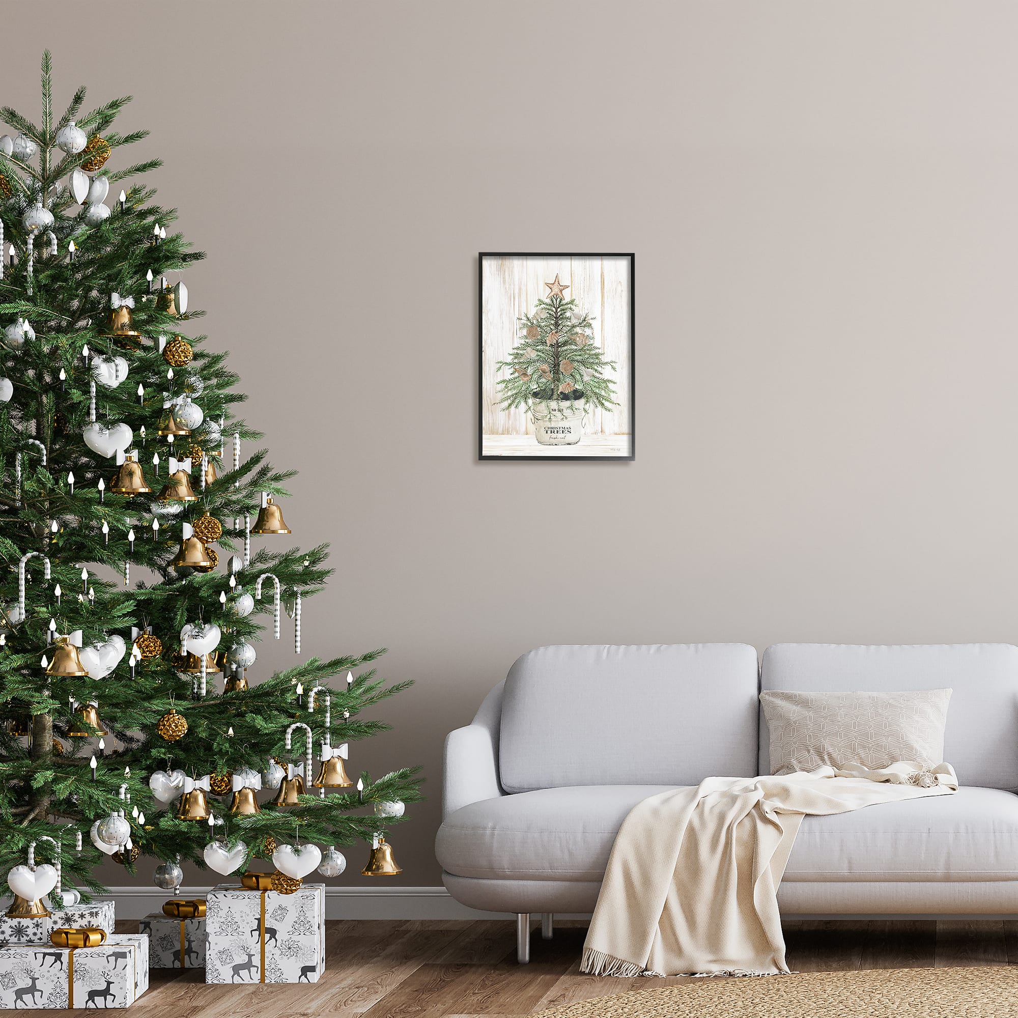 Stupell Industries Rustic Seashell Christmas Tree Framed Giclee Art