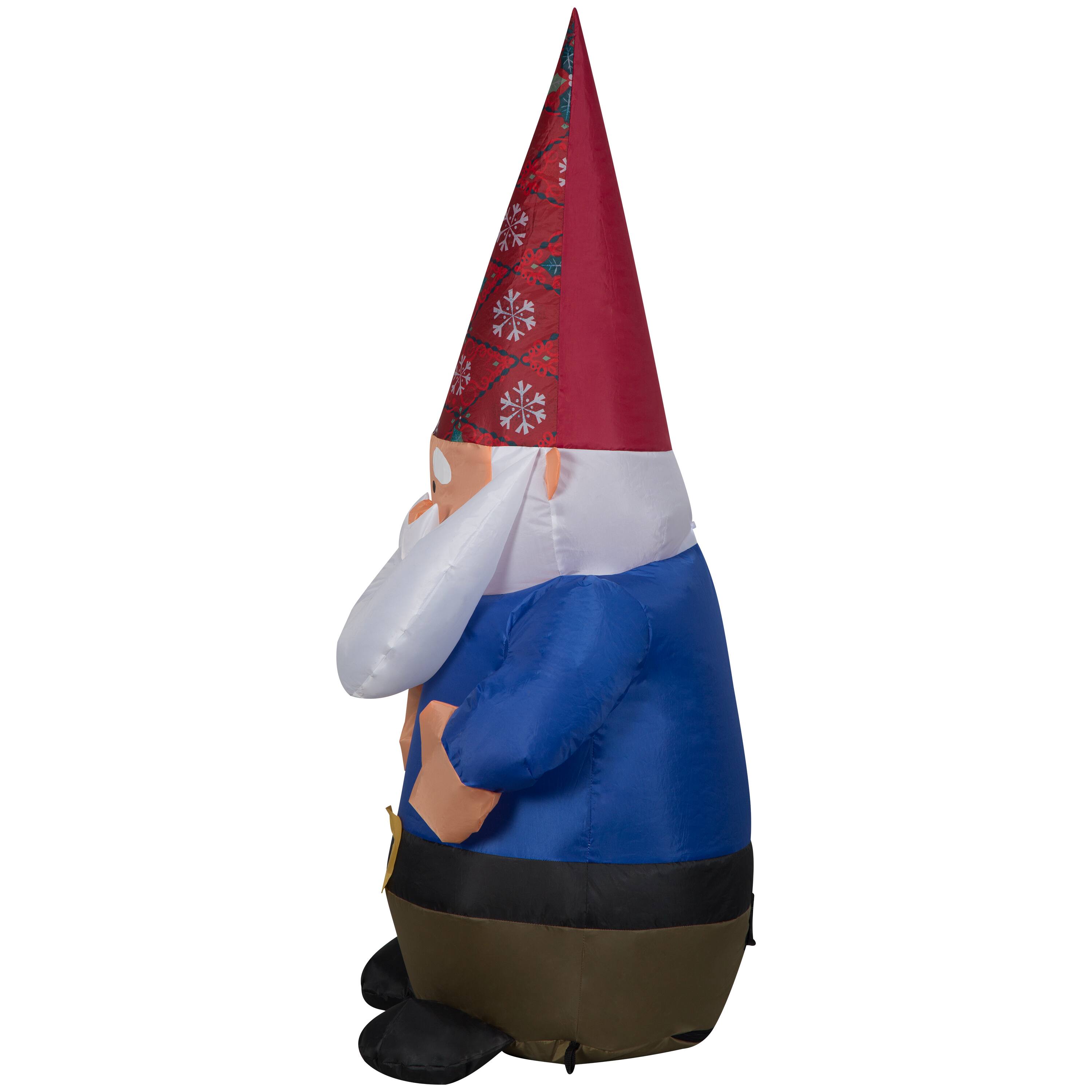 4ft. Airblown® Inflatable Christmas Gnome in Red Damask Hat