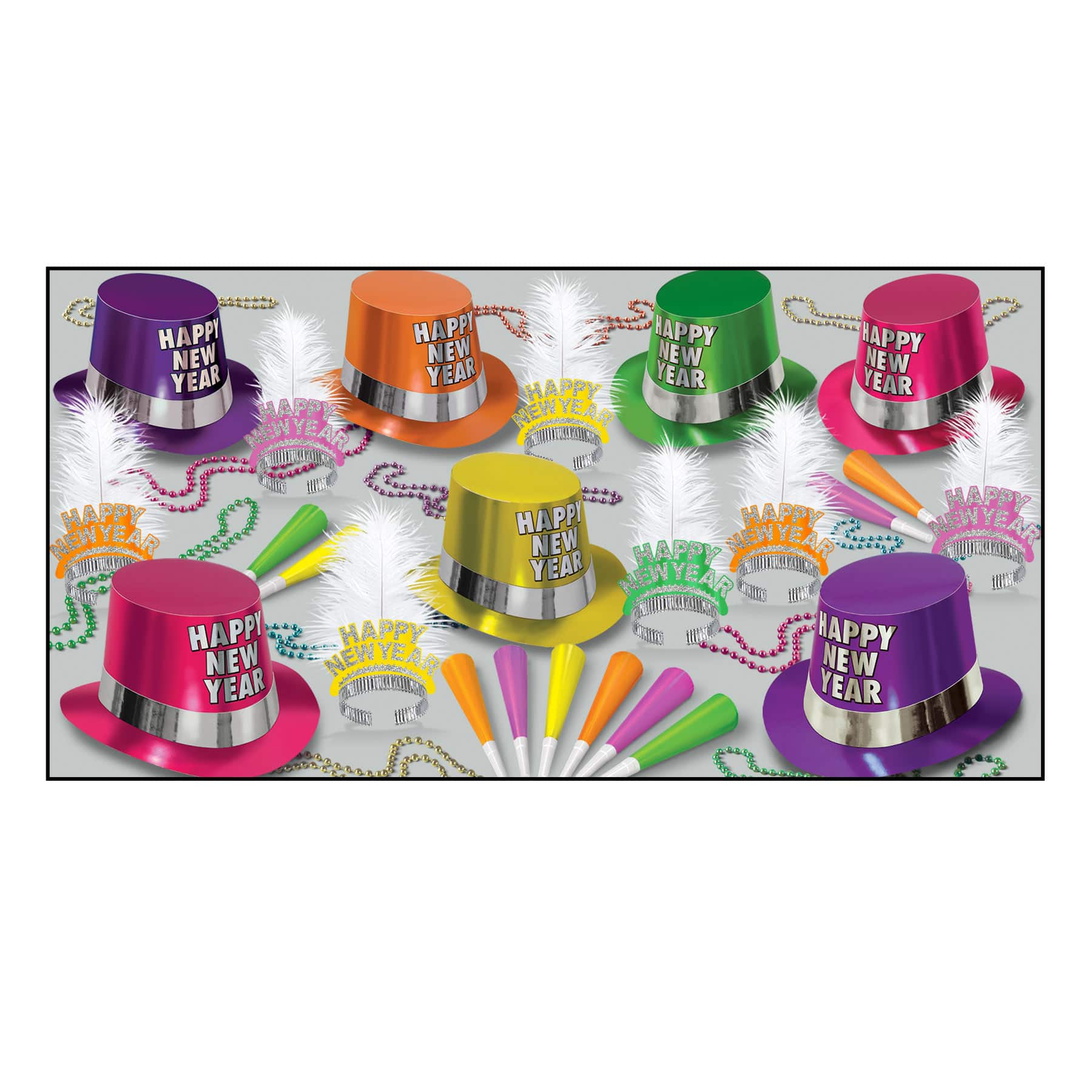 Beistle New Year Fluorescent Party Favor Kit for 50