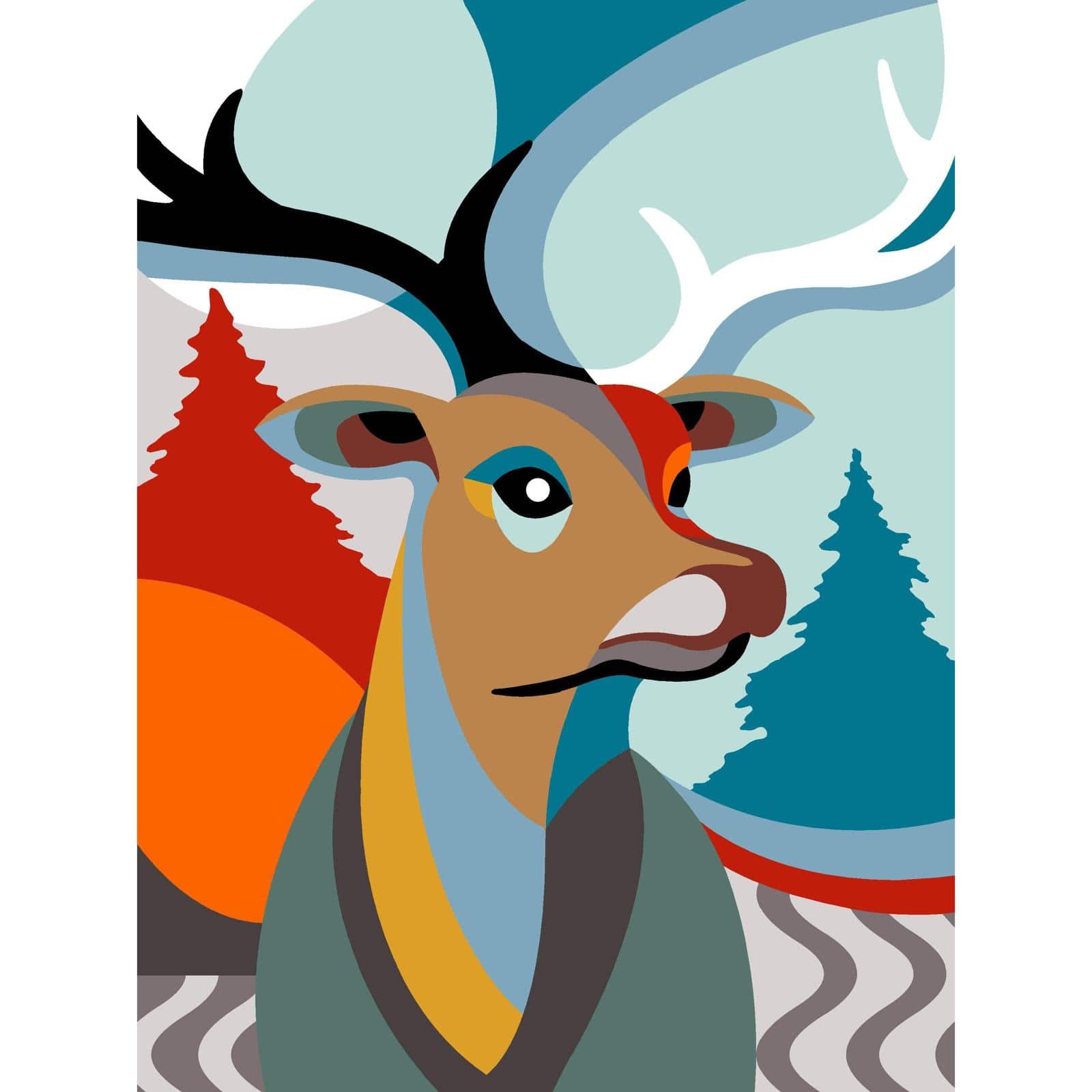 Seg De Paris Deer Art Printed Tapestry Needlepoint Canvas