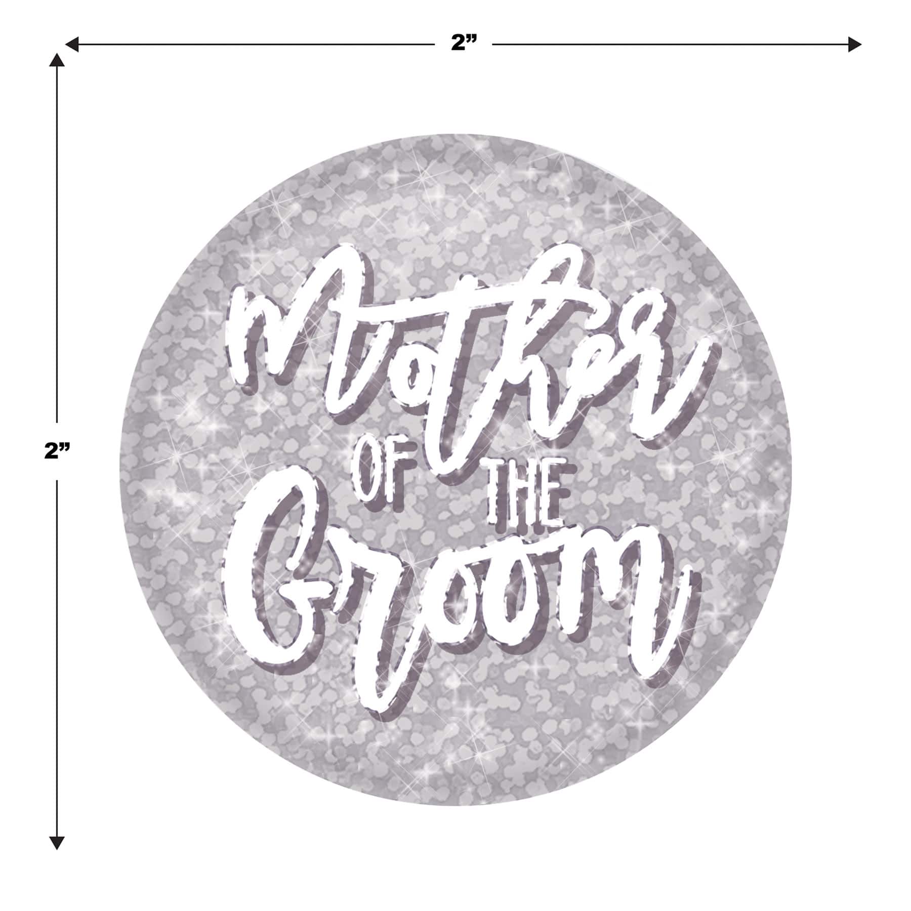 Beistle 2" Silver Sparkle Mother of the Groom Buttons, 6ct.