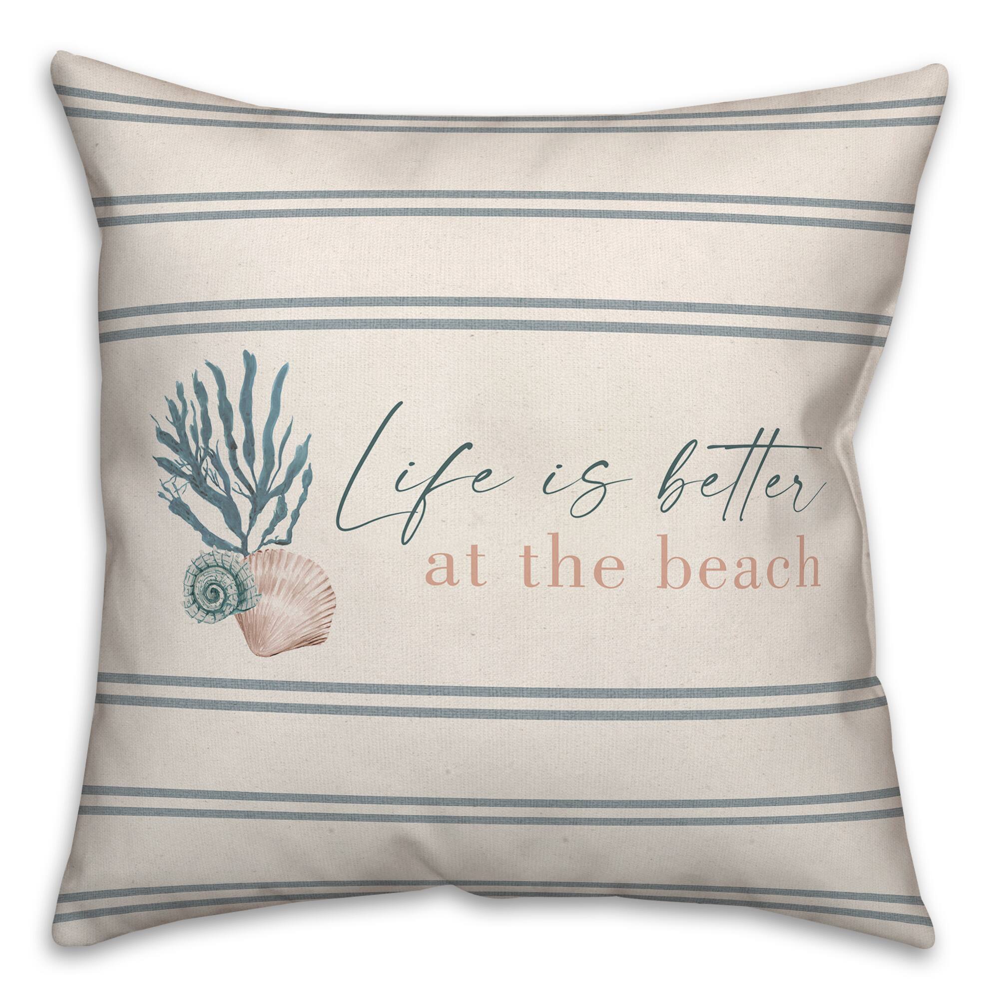 Life Is Better At The Beach Snail & Shell Throw Pillow