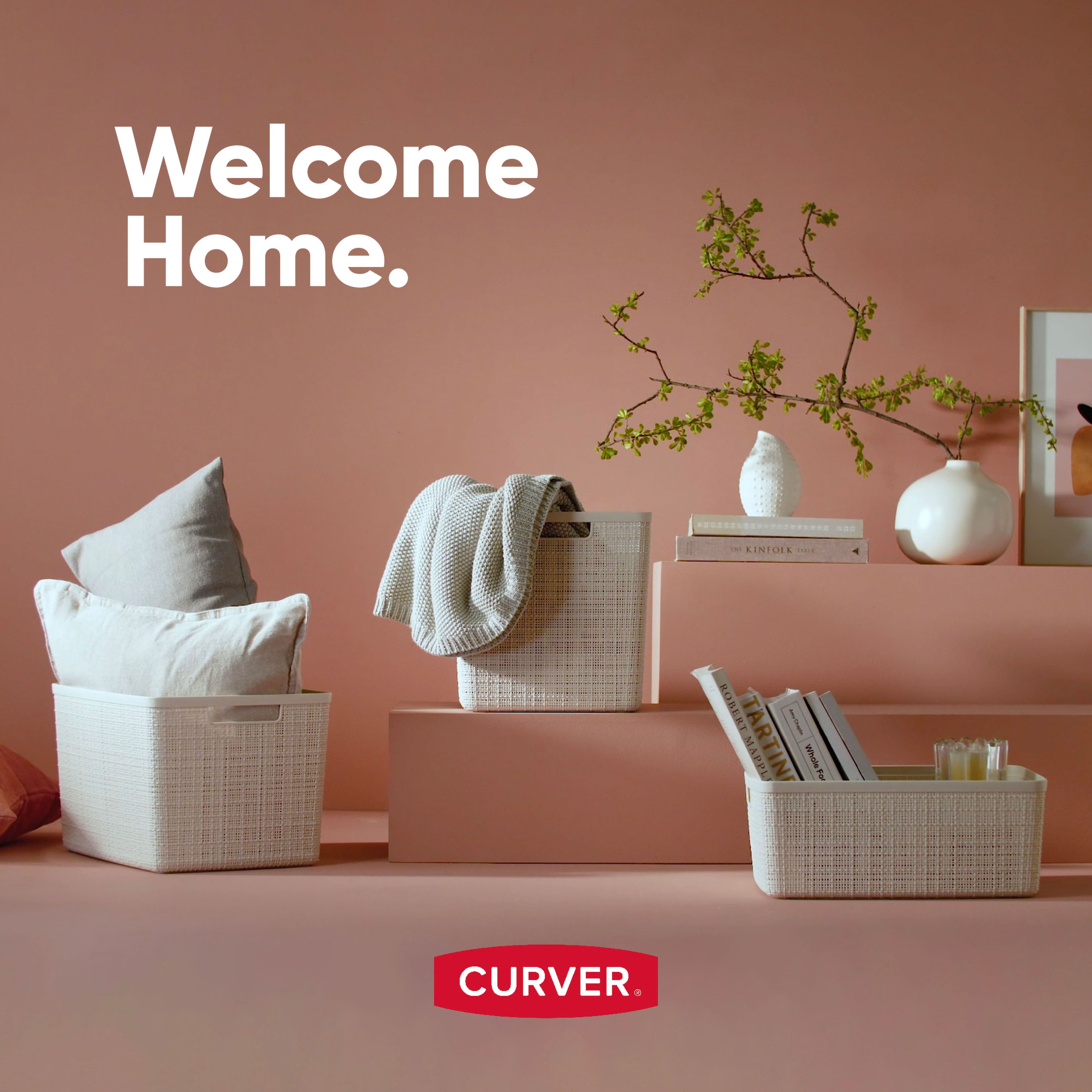 Curver® Jute Gray Plastic Storage Basket Organizer