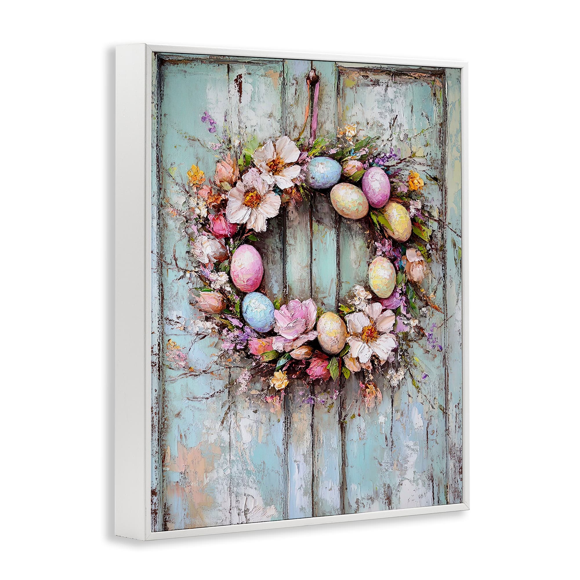 Stupell Industries Rustic Easter Egg Wreath Frame Giclée Wall Art