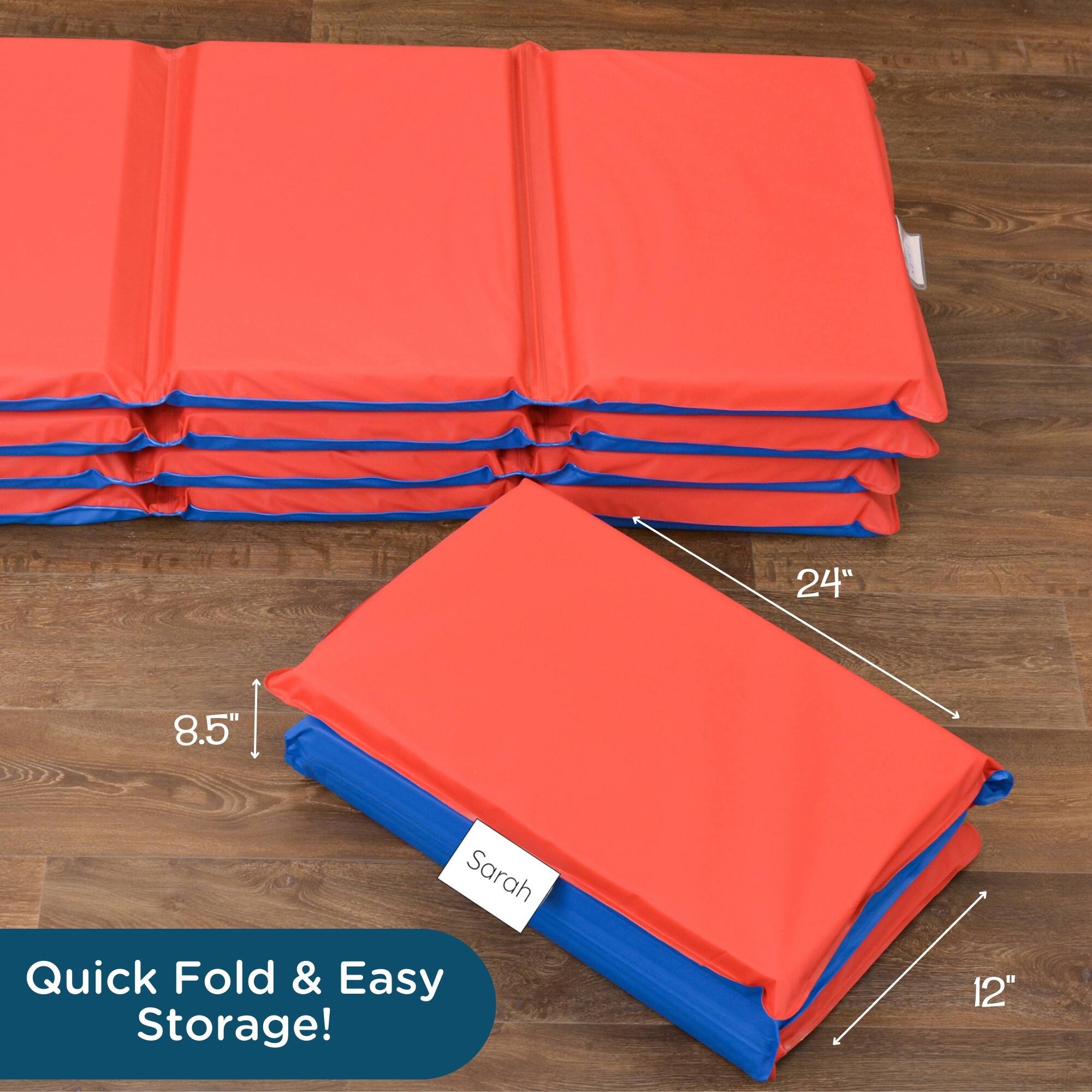 Children's Factory Red & Blue 4 Section Folding Rest Nap Mat