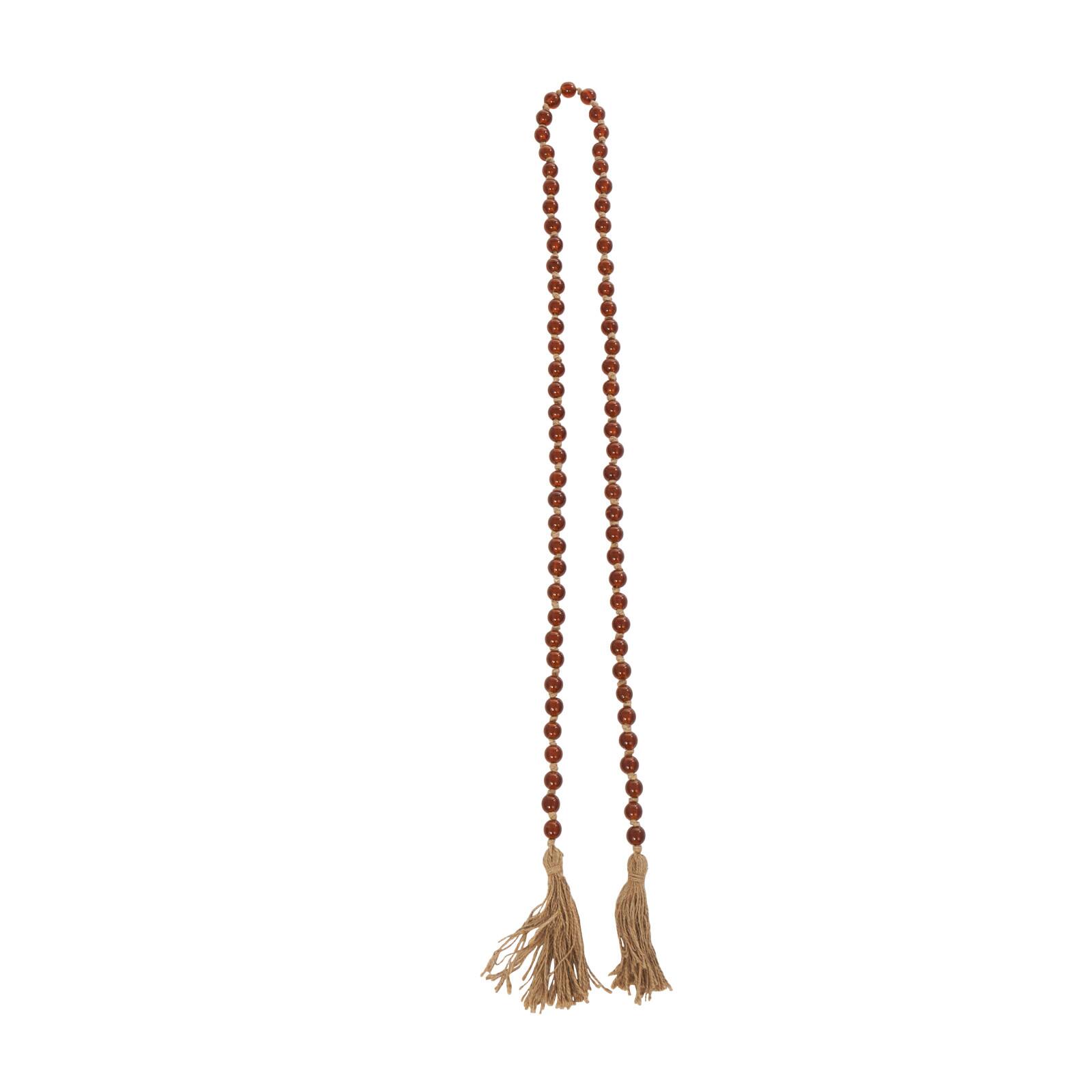 83" Glass Handmade Round Long Beaded Garland with Jute Tassel